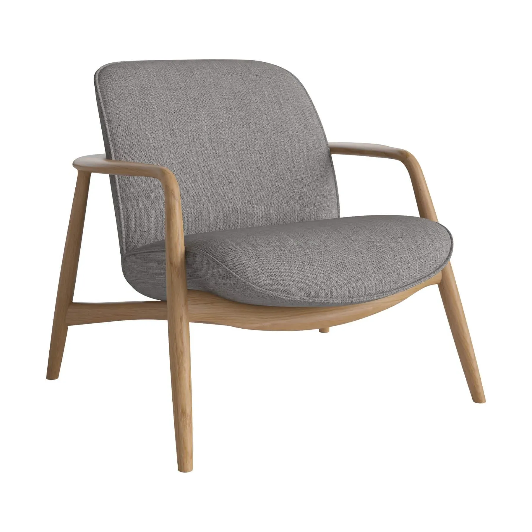 Armchair with Oak Frame - Grey, Fabric