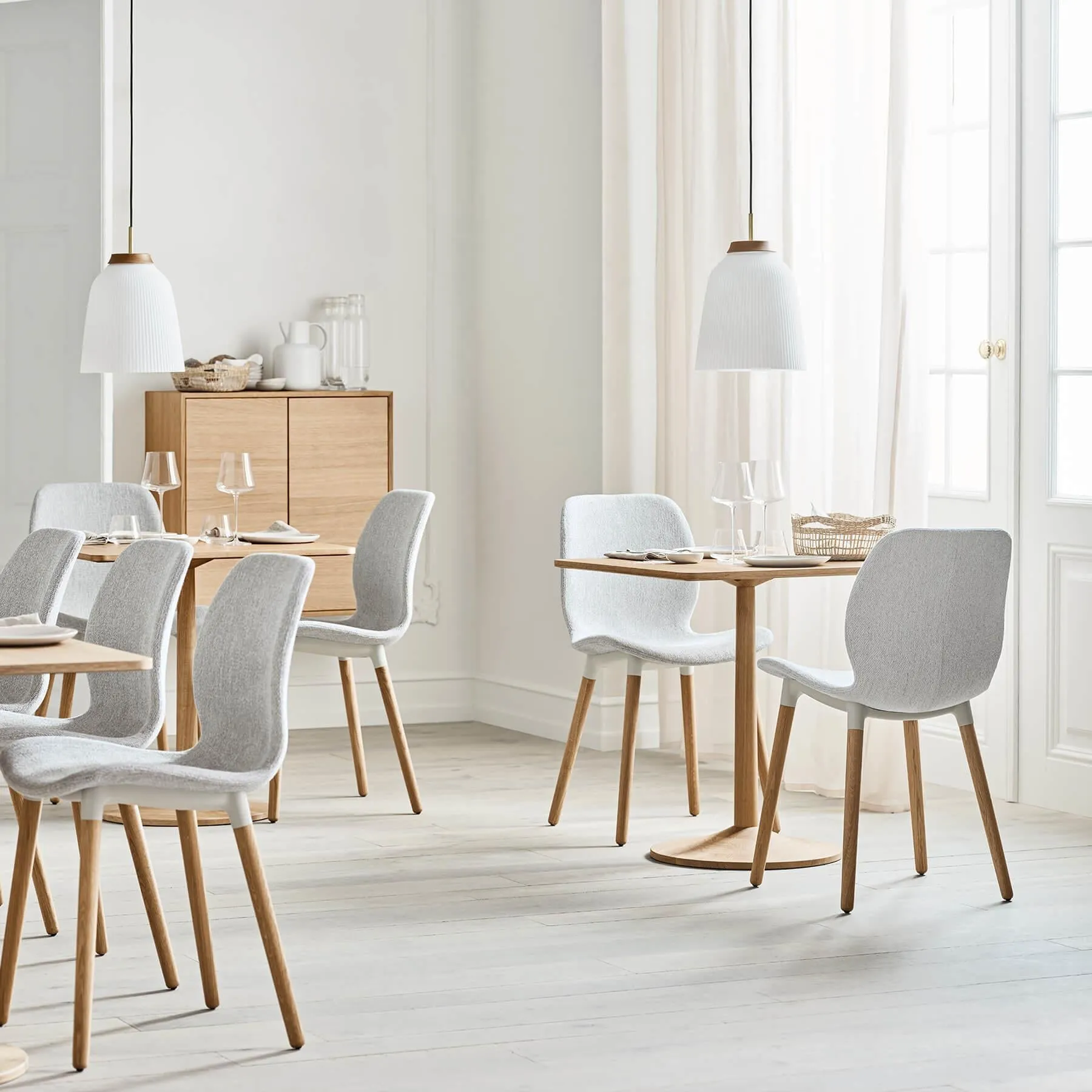 Campa Large Pendant Light - Opal Glass, Wood