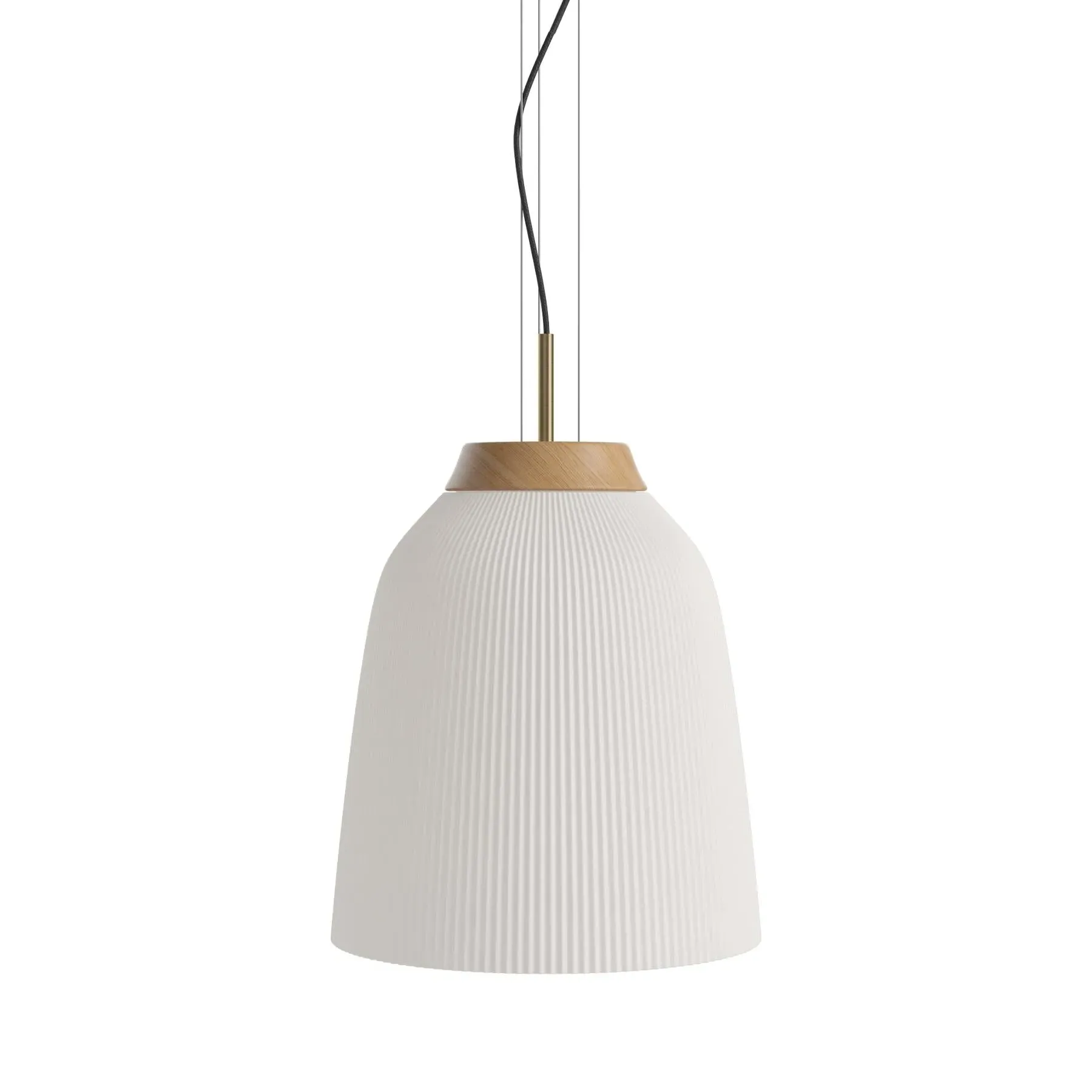 Campa Small Pendant Light - Opal Glass, Wood
