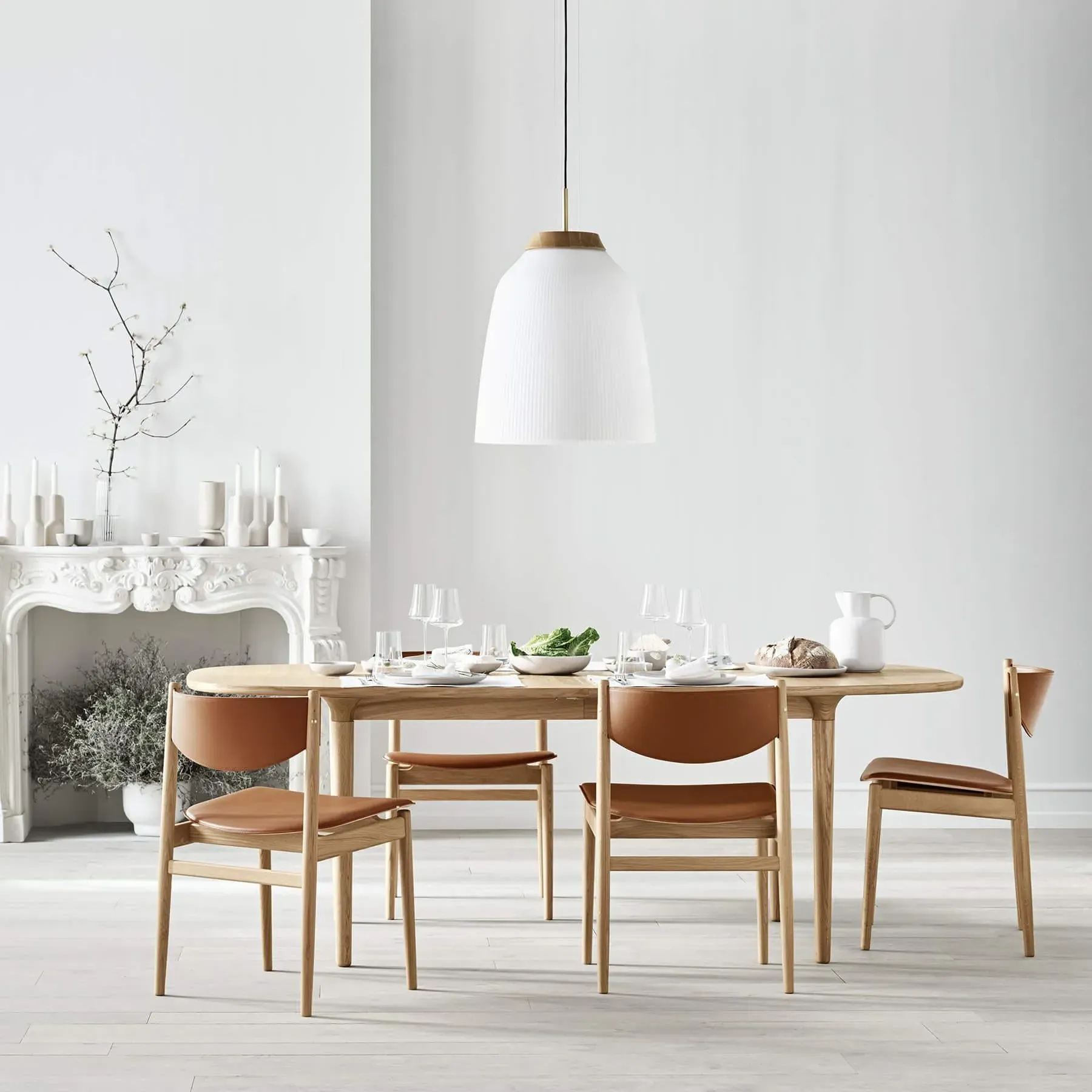 Campa Small Pendant Light - Opal Glass, Wood