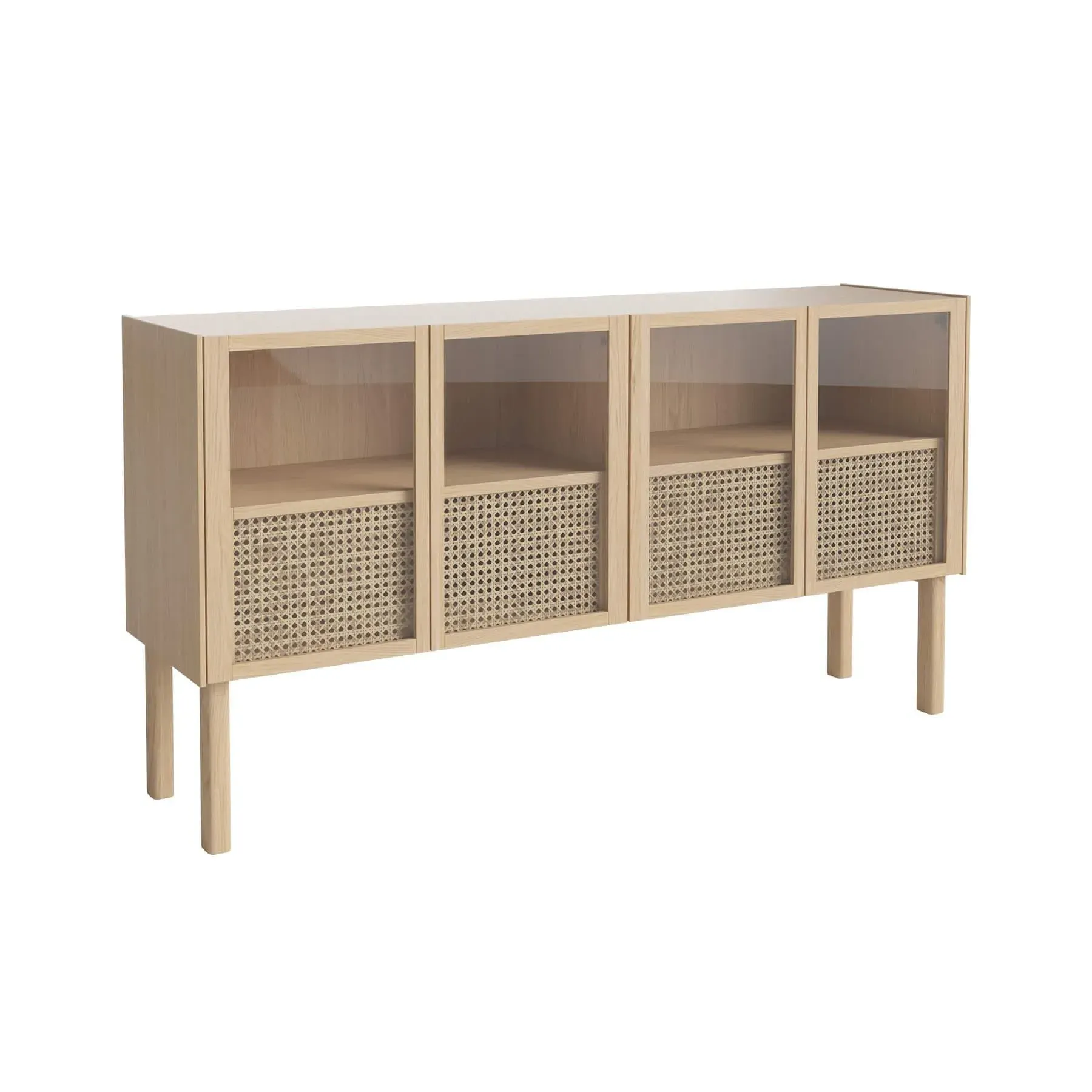Cana Sideboard with Wicker Front - White, Oak