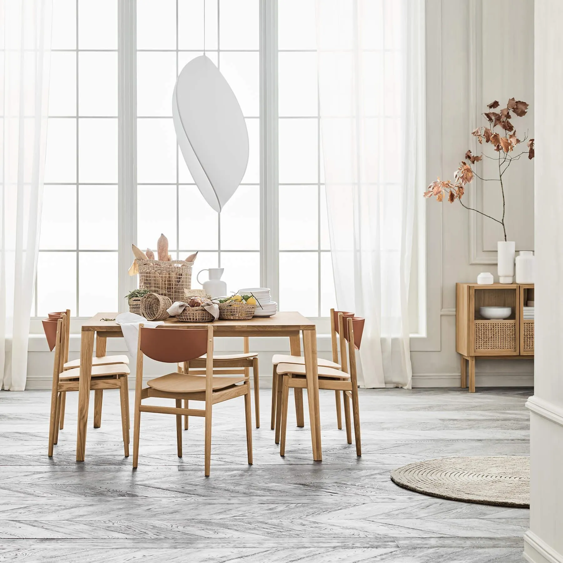 Cana Sideboard with Wicker Front - White, Oak