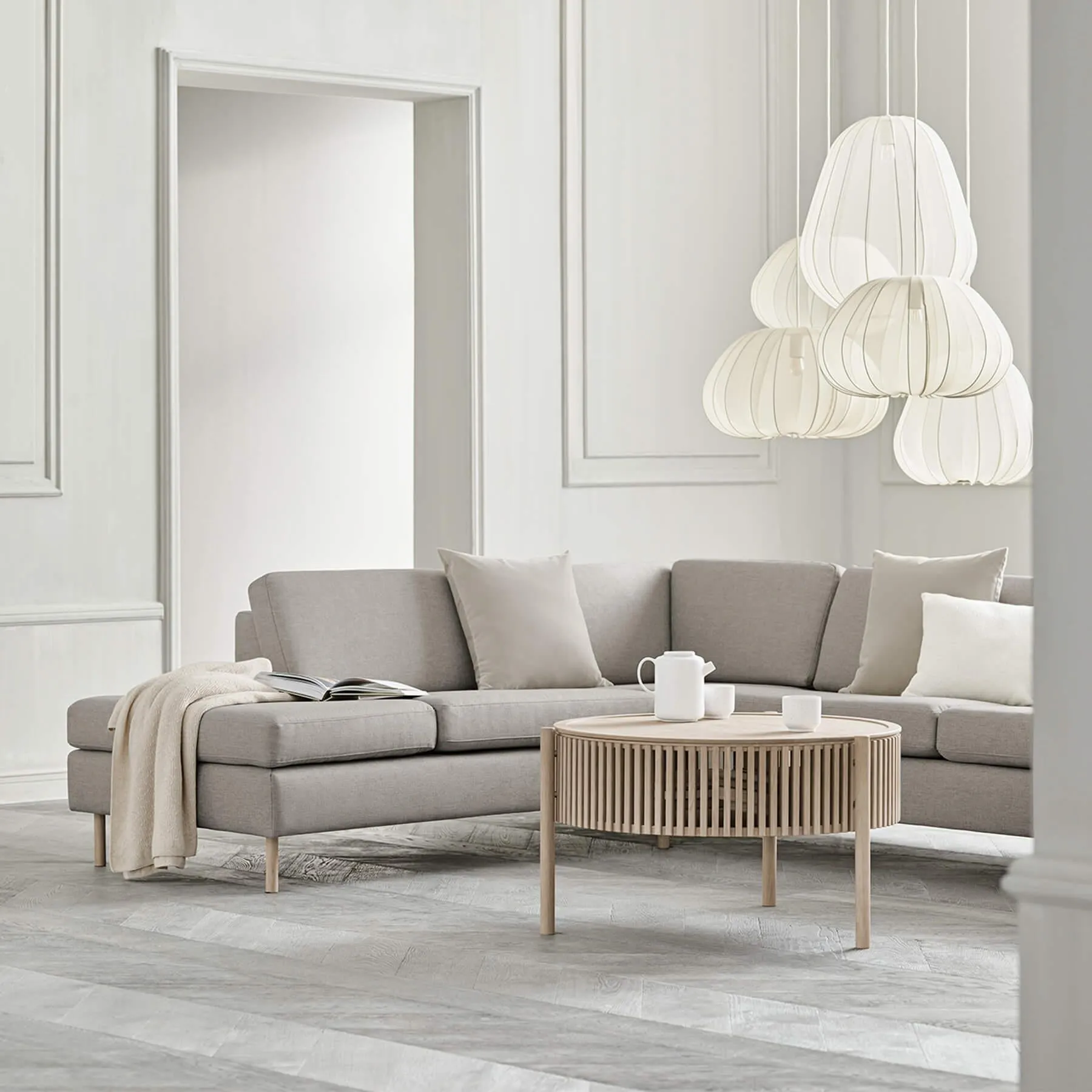 Coffee Table with Storage - White, Oak Veneer