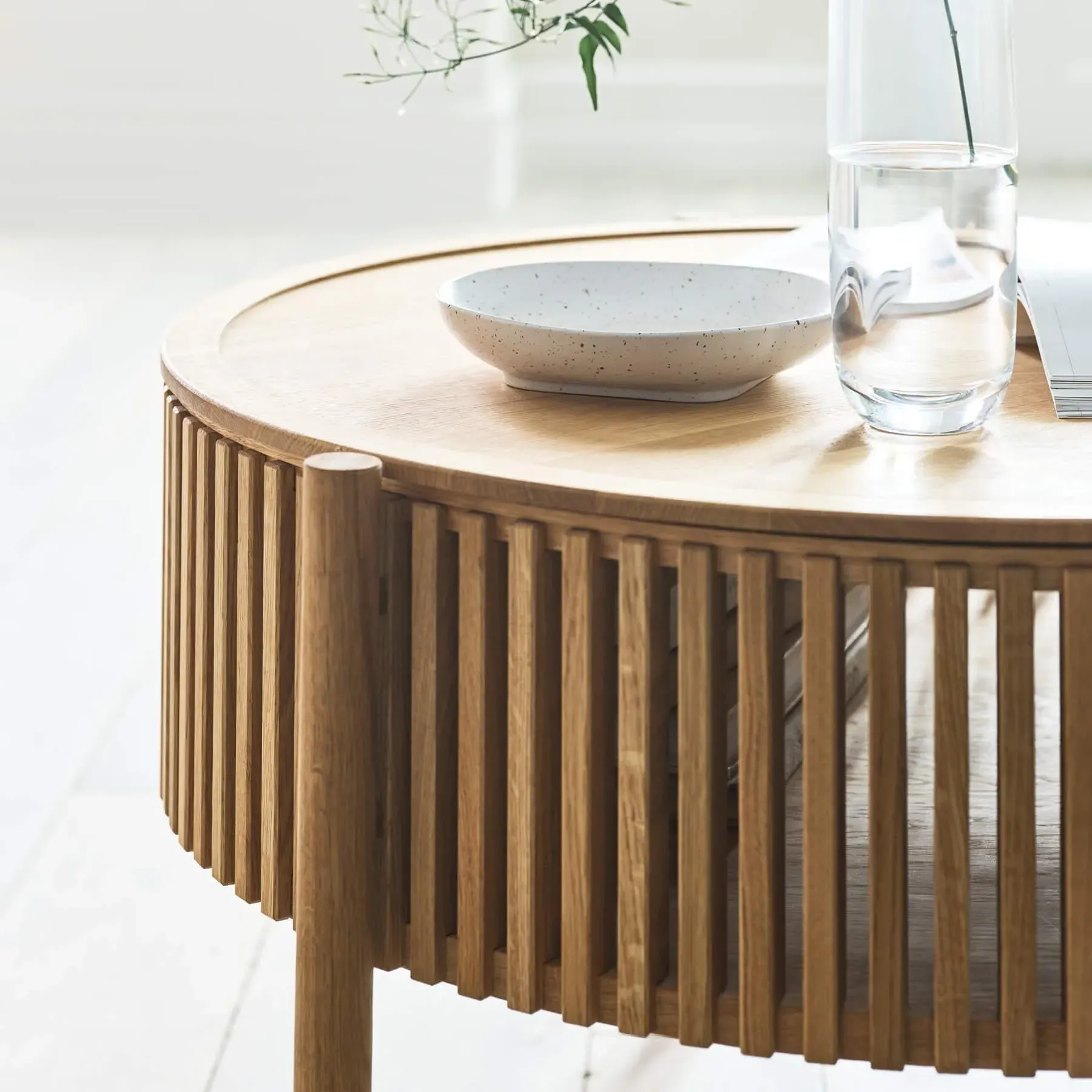 Coffee Table with Storage - White, Oak Veneer