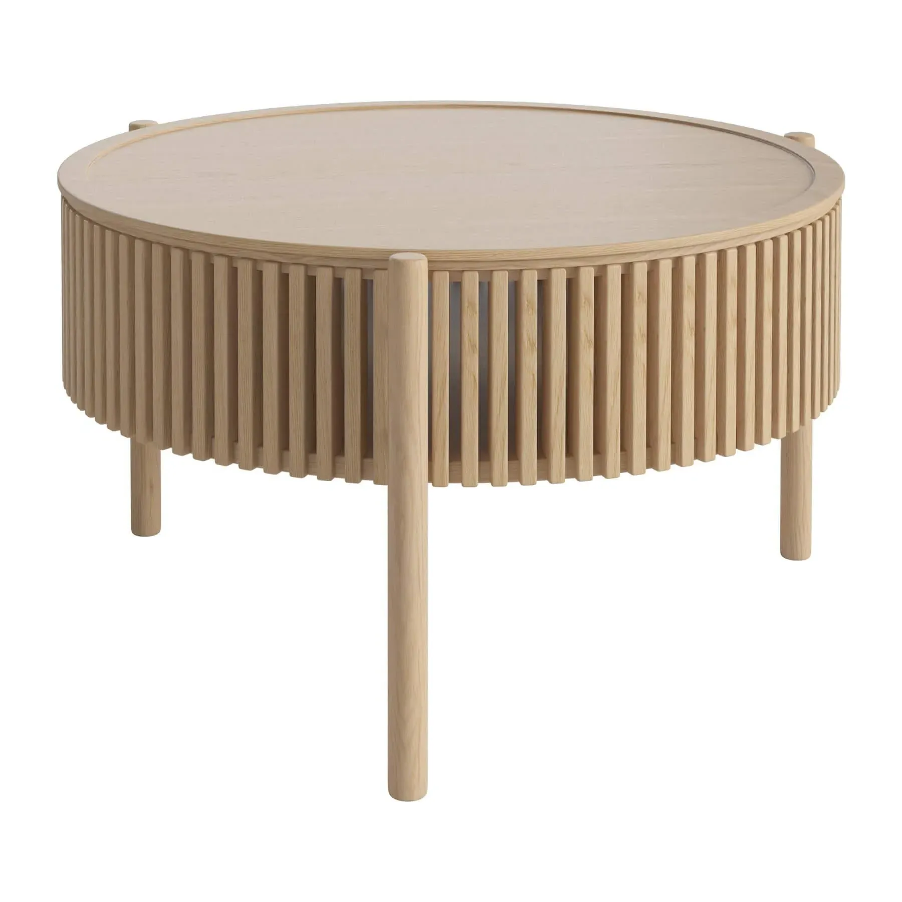 Coffee Table with Storage - White, Oak Veneer image