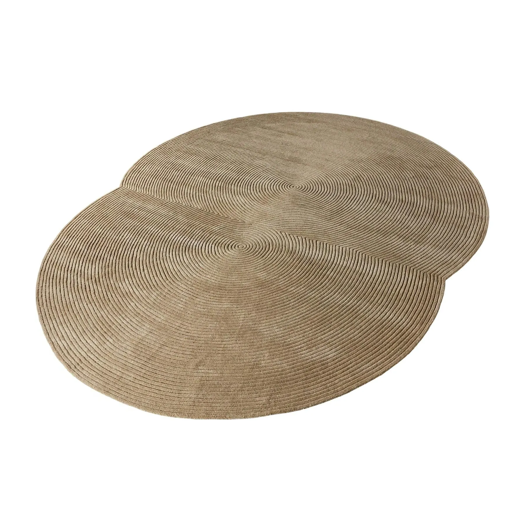 Extra Large Round Rug - Dark Beige, Wool