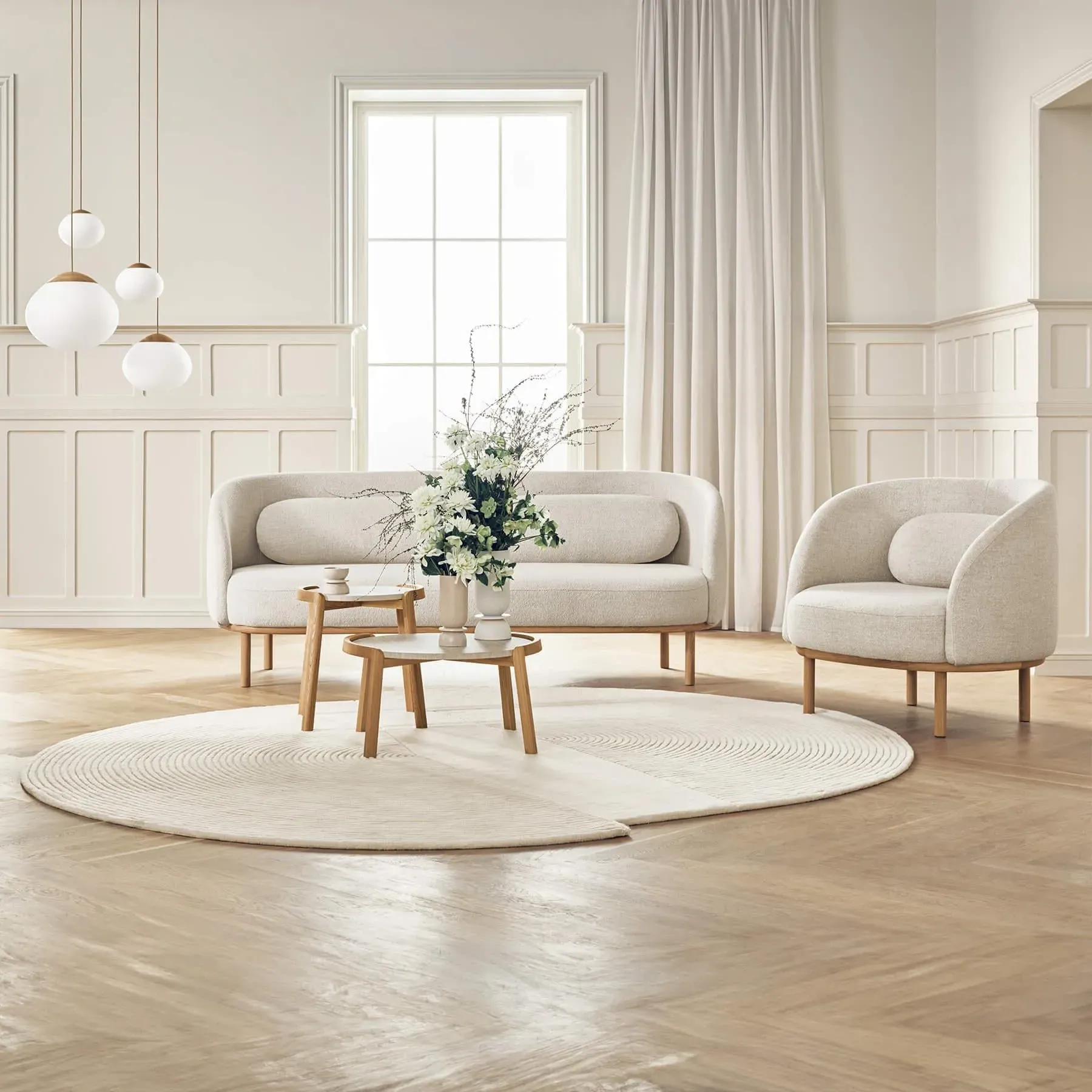 Extra Large Round Rug - Light Grey, Wool