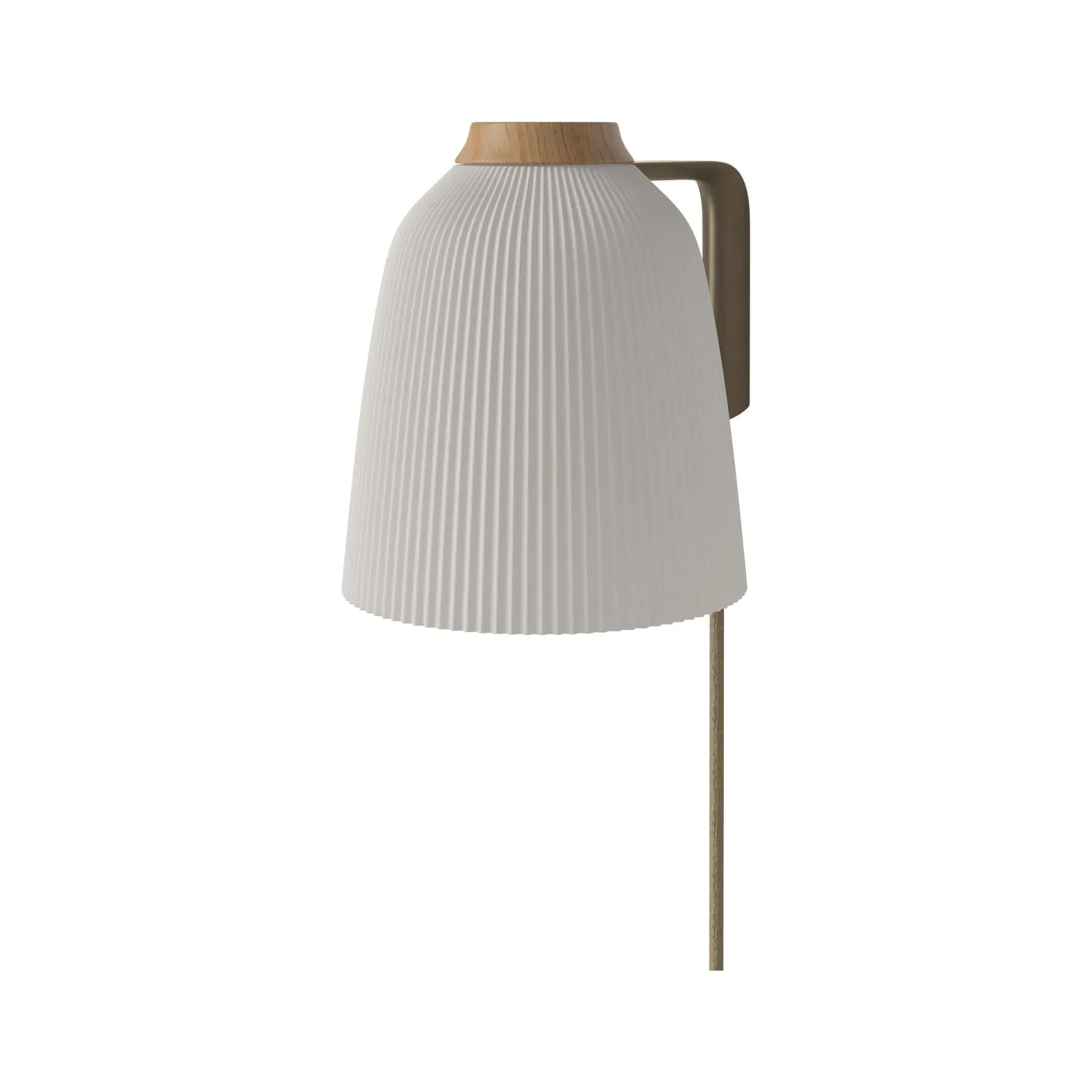 Fluted Wall Light with Wood Details - Opal Glass