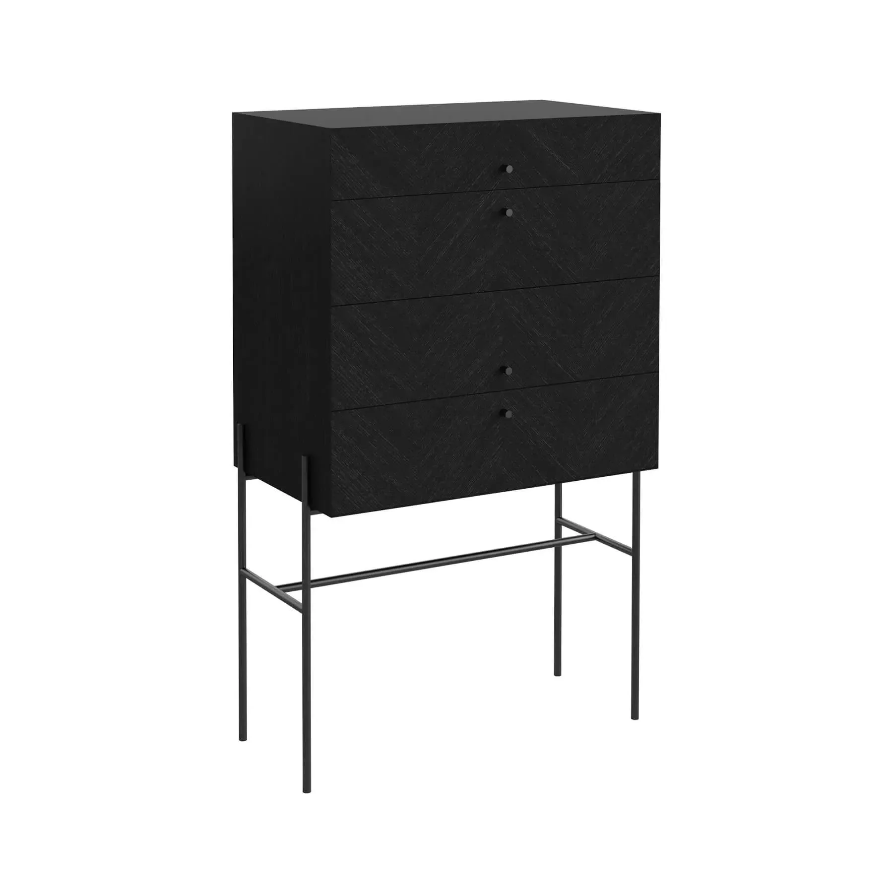 High Dresser with Herringbone Pattern - Black, Oak image