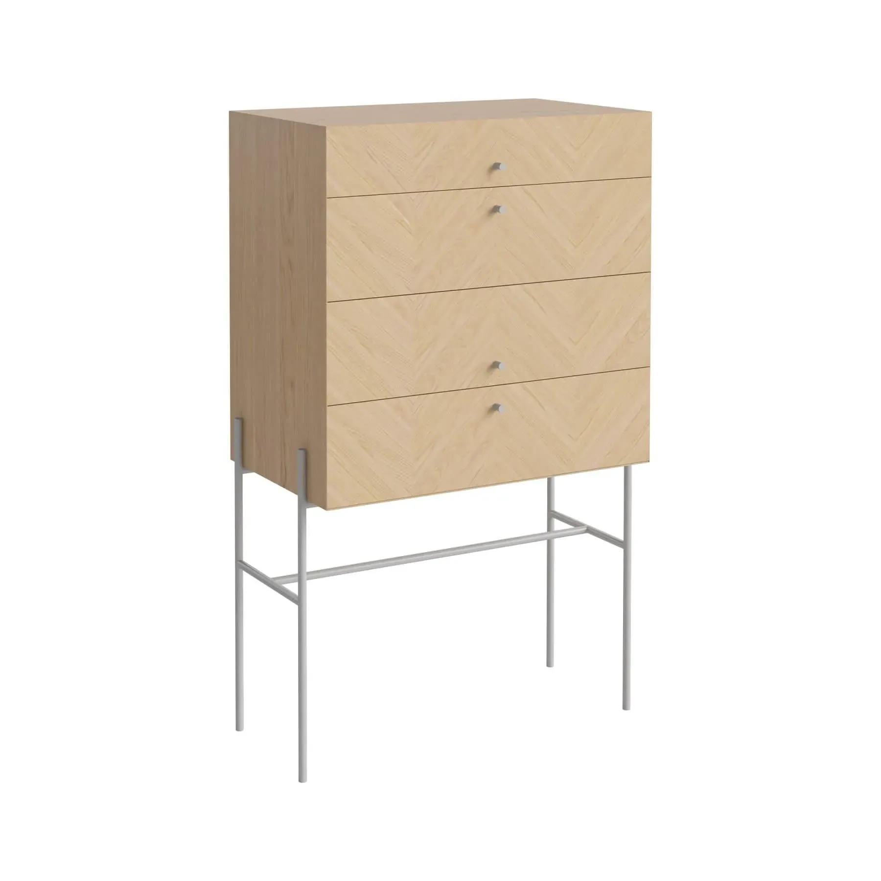 High Dresser with Herringbone Pattern - White, Oak image