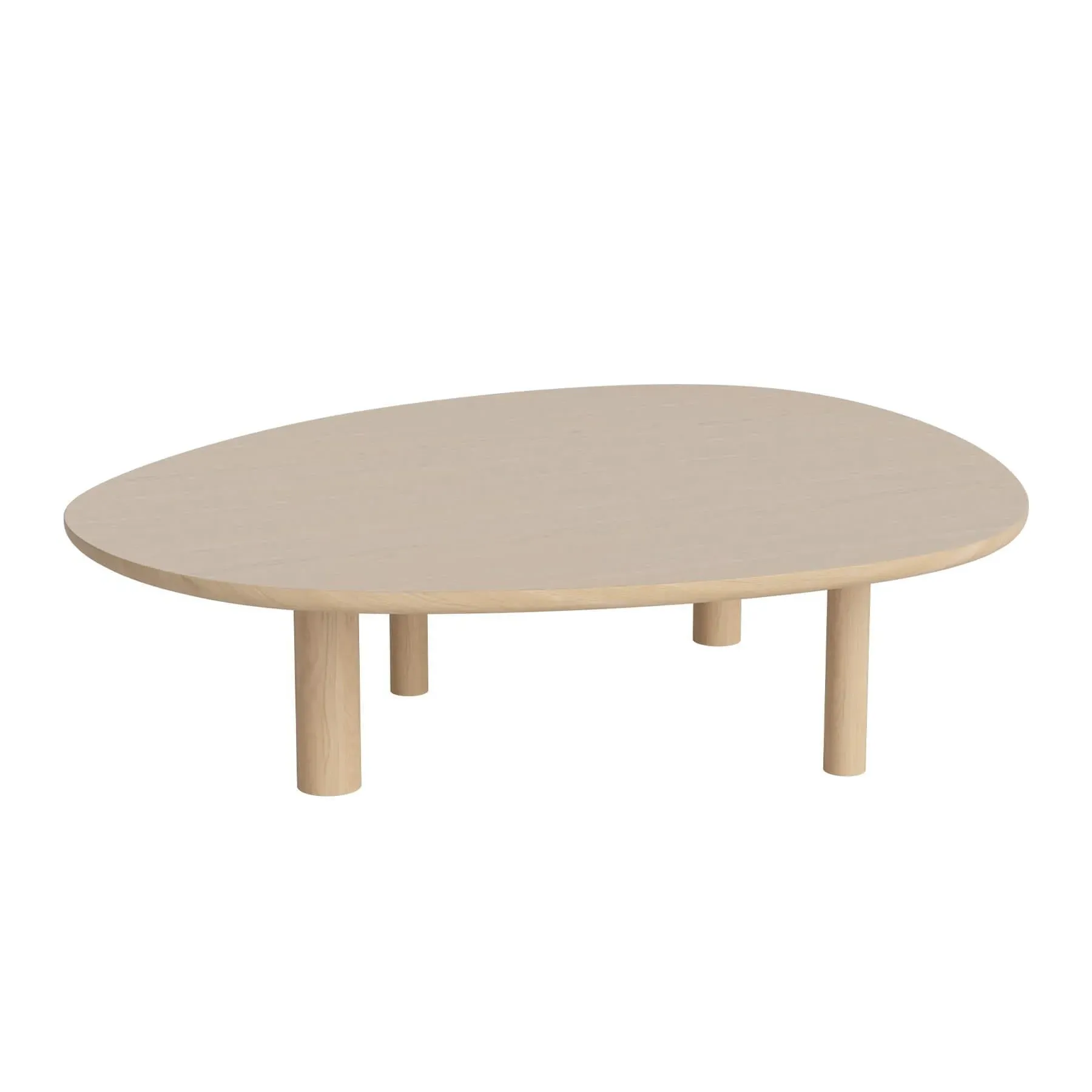 Large Coffee Table Sculptural - White, Oak