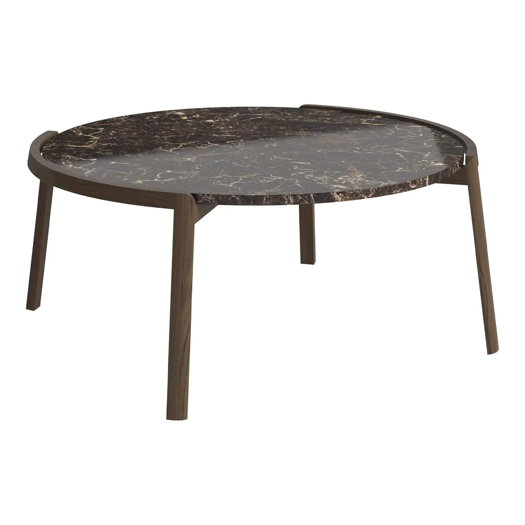 Large Coffee Table with Marble Top - Brown, Oak
