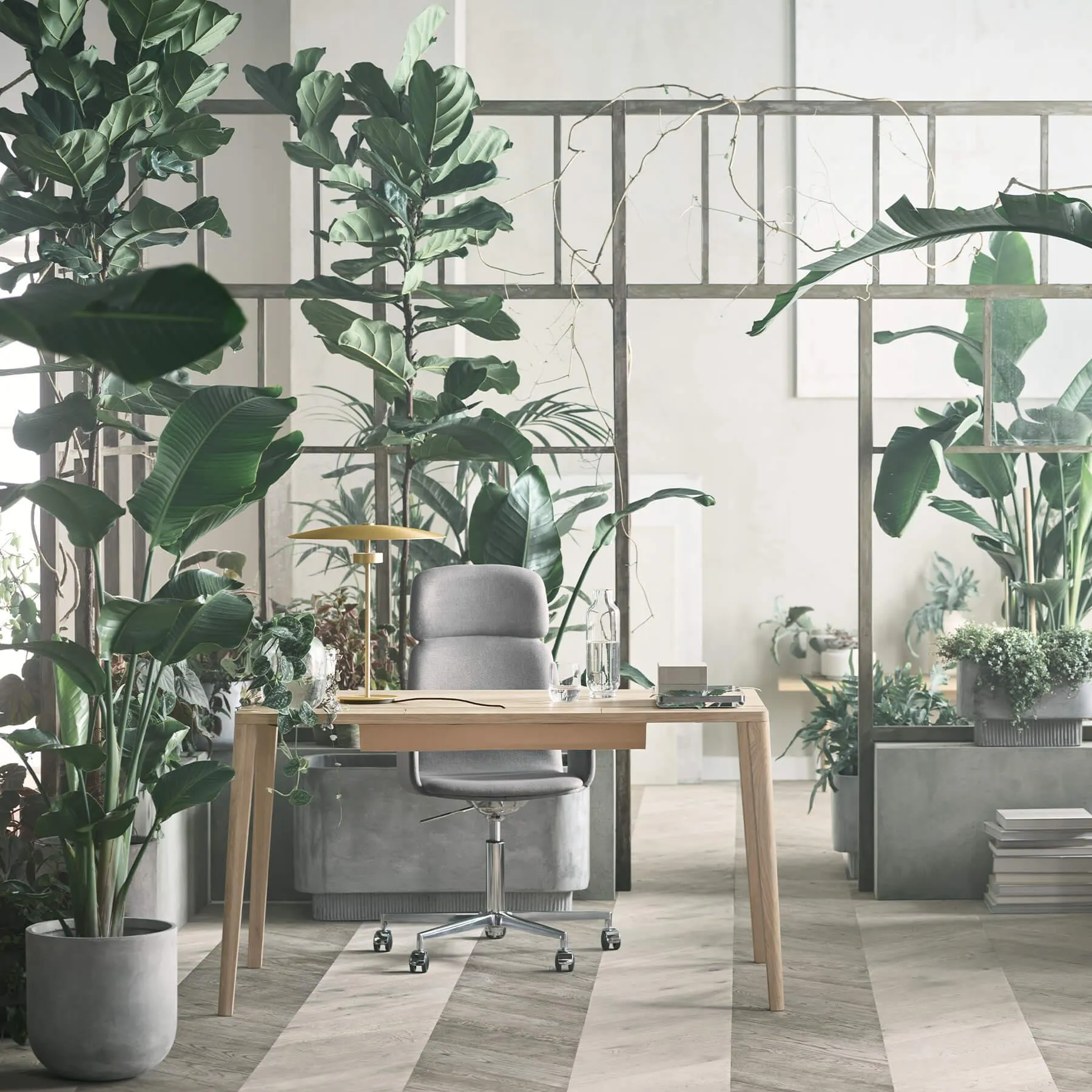 Large Desk with Sleek Lines - Oak, Solid Wood