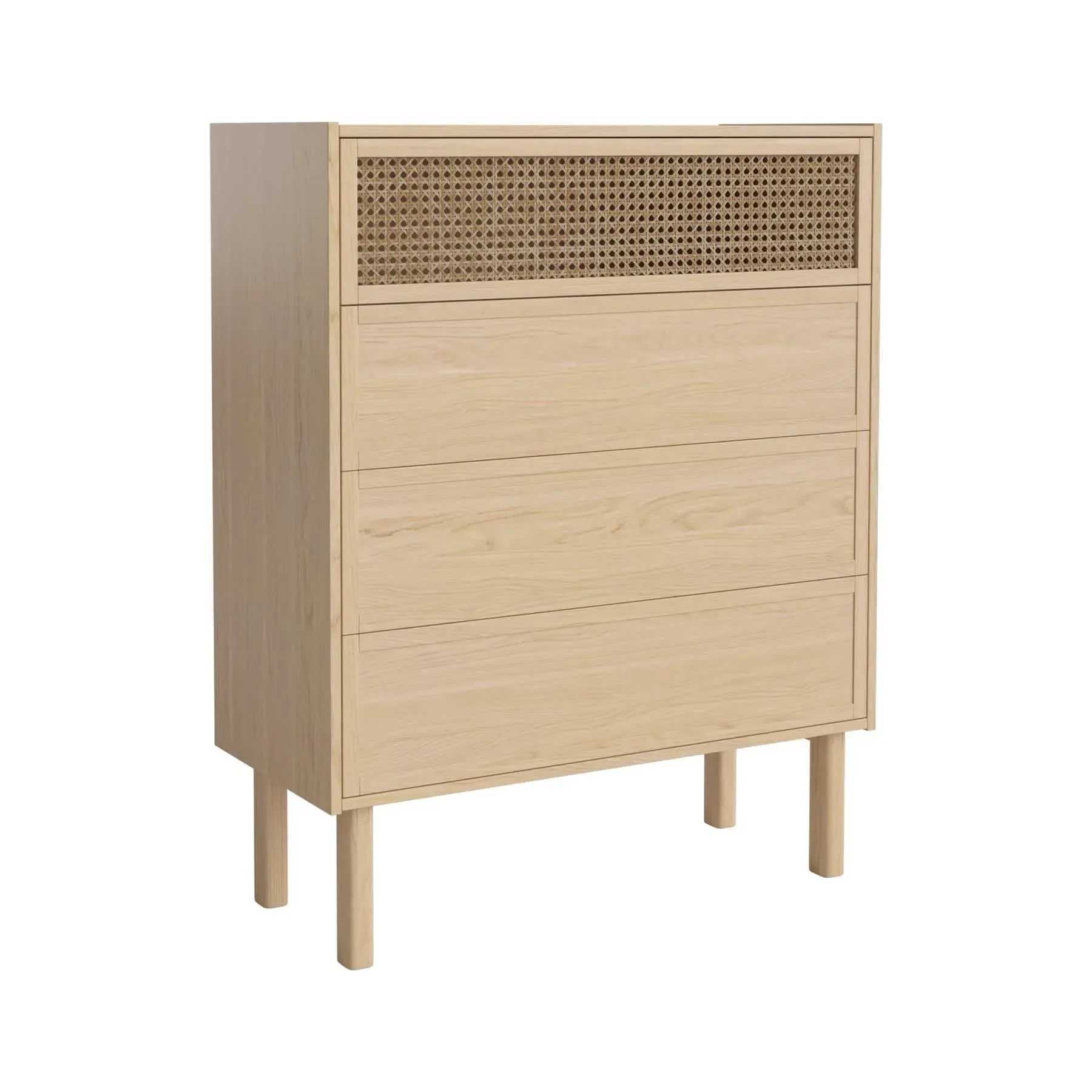 Large Dresser with Wicker Front - White, Oak