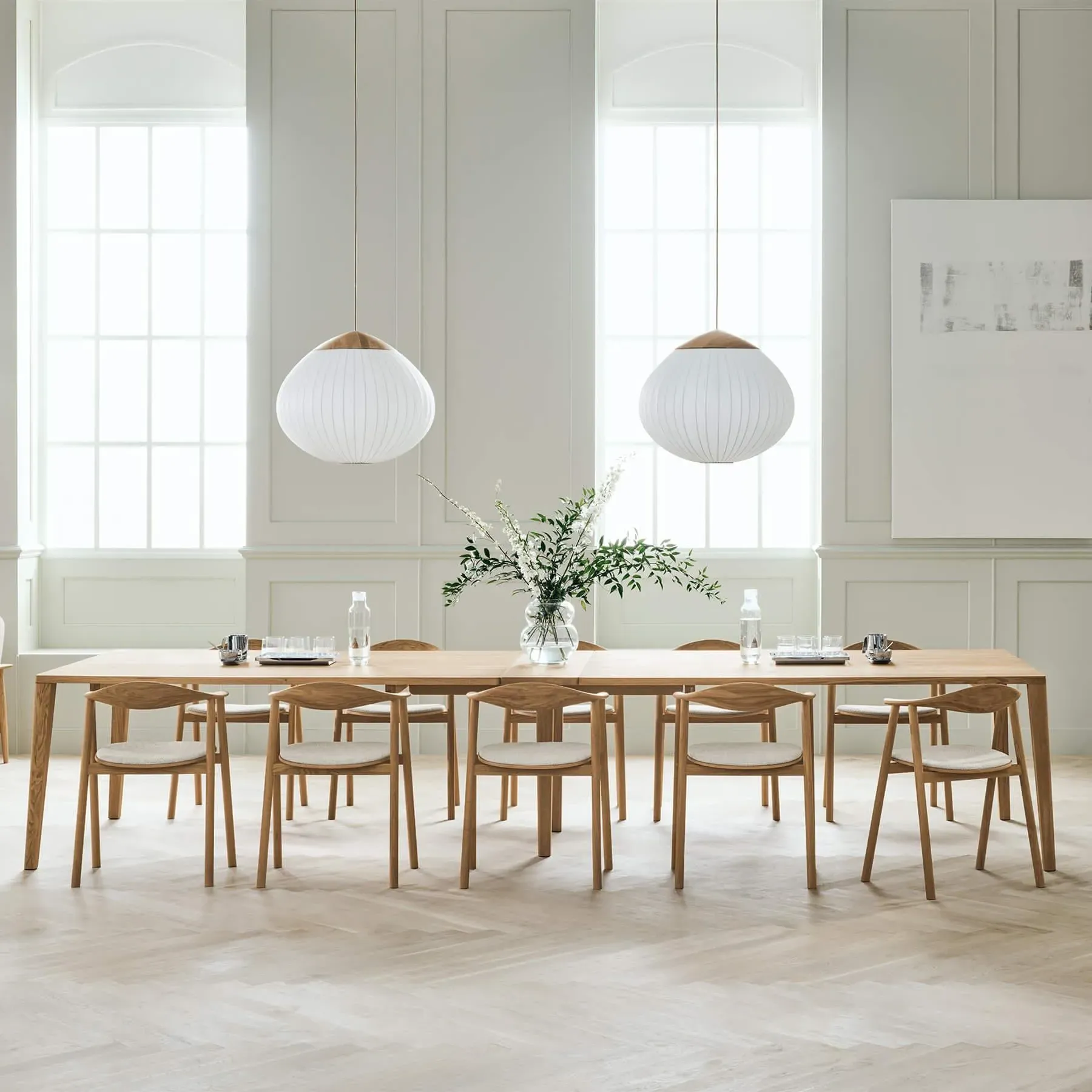 Large Pendant Light Acorn Design - Fabric Shade