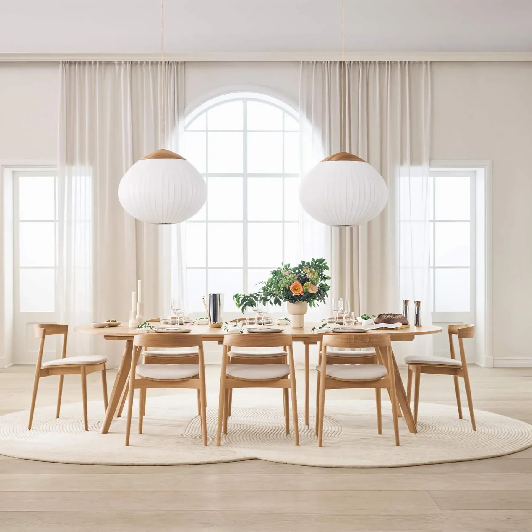 Large Pendant Light Acorn Design - Fabric Shade