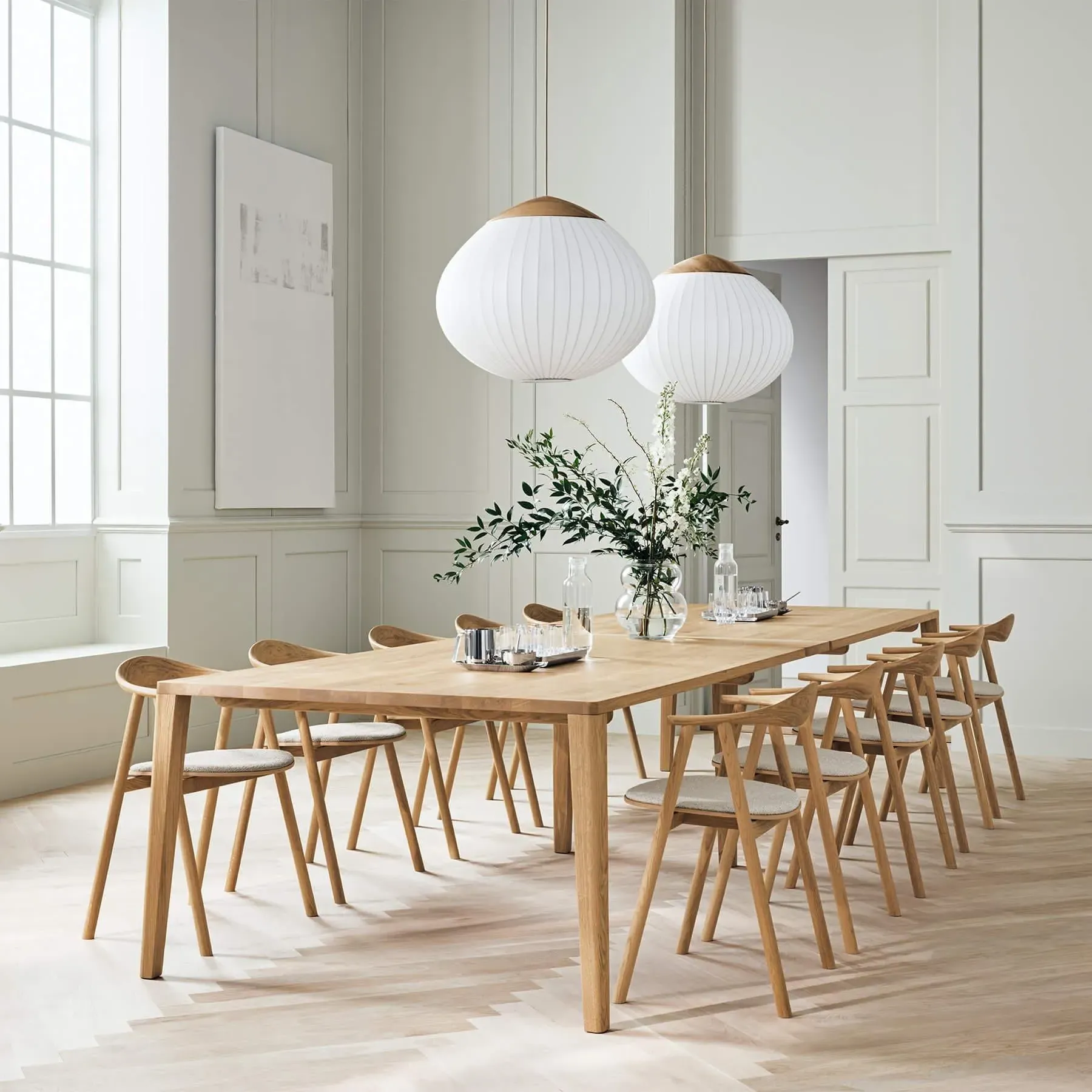 Large Pendant Light Acorn Design - Fabric Shade