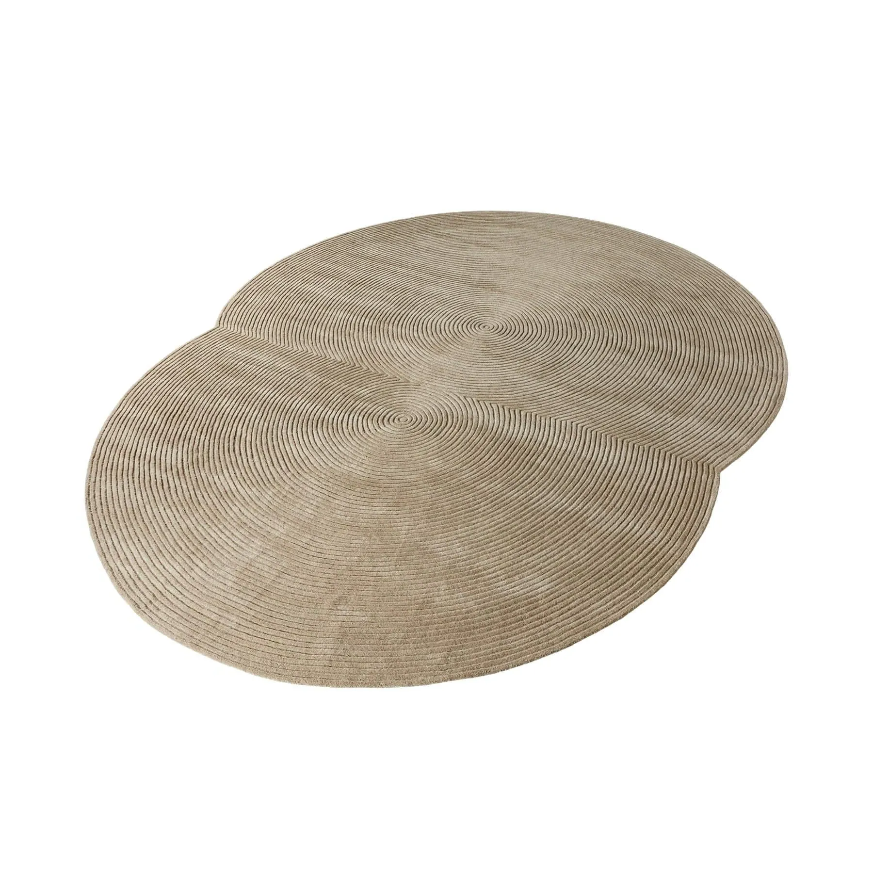 Large Round Rug - Dark Beige, Wool