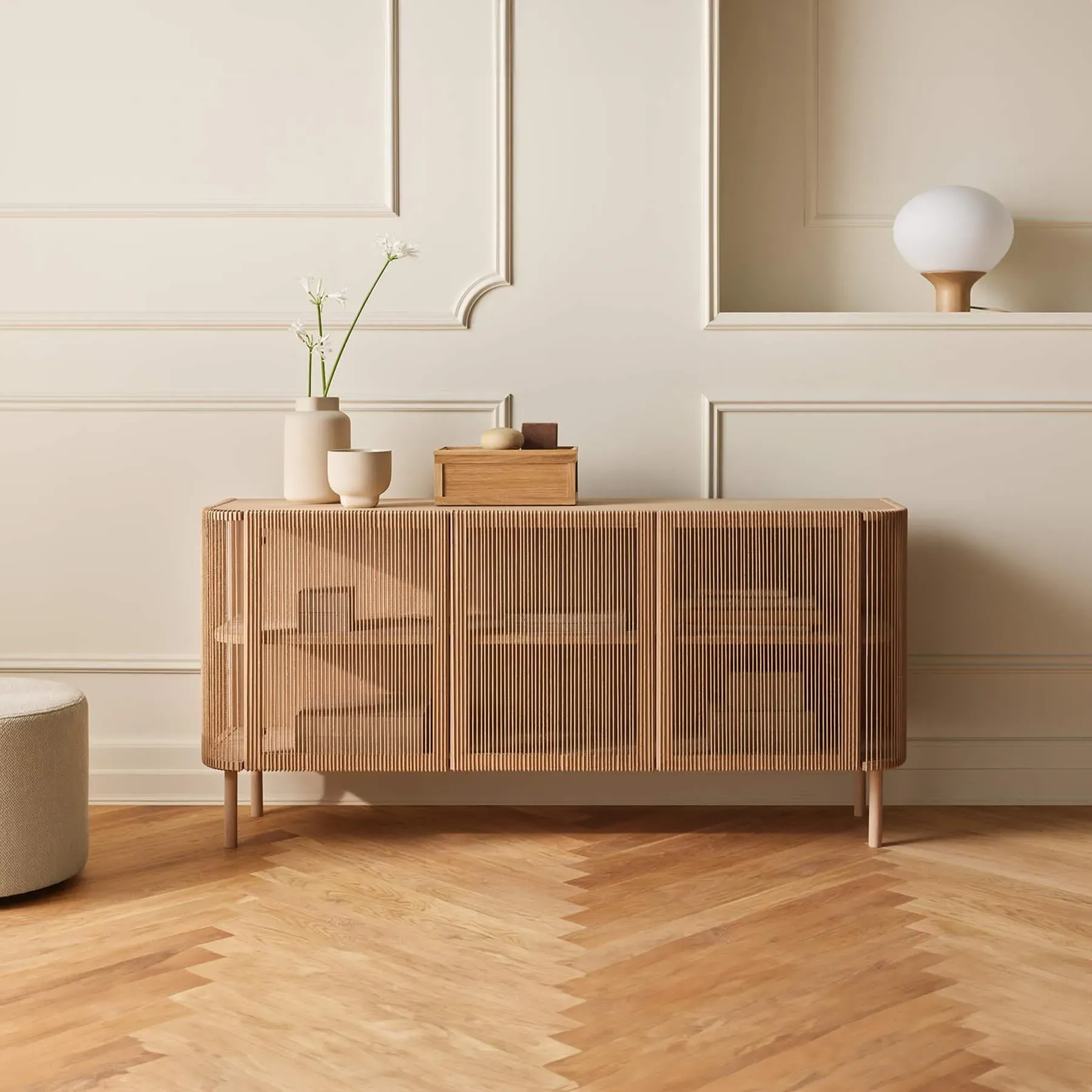 Large Sideboard with Cord Front - Natural, Oak