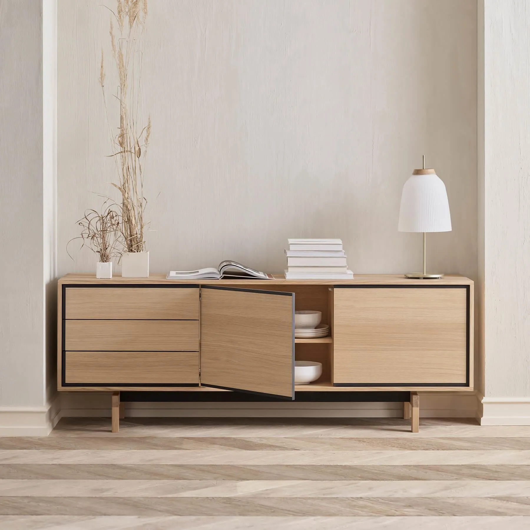 Large Sideboard with Storage - Oak, Wood