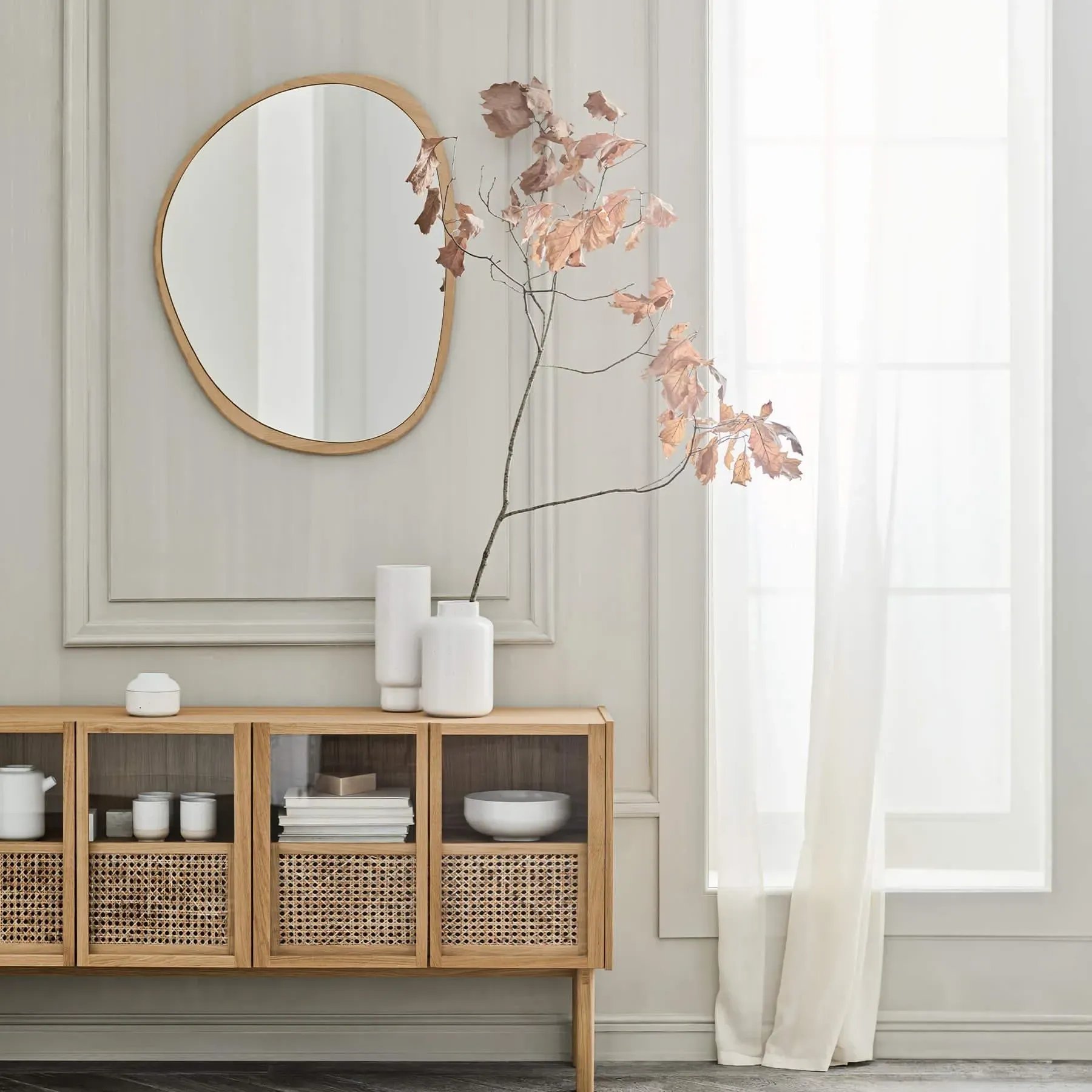 Large Wall Mirror - White, Oak