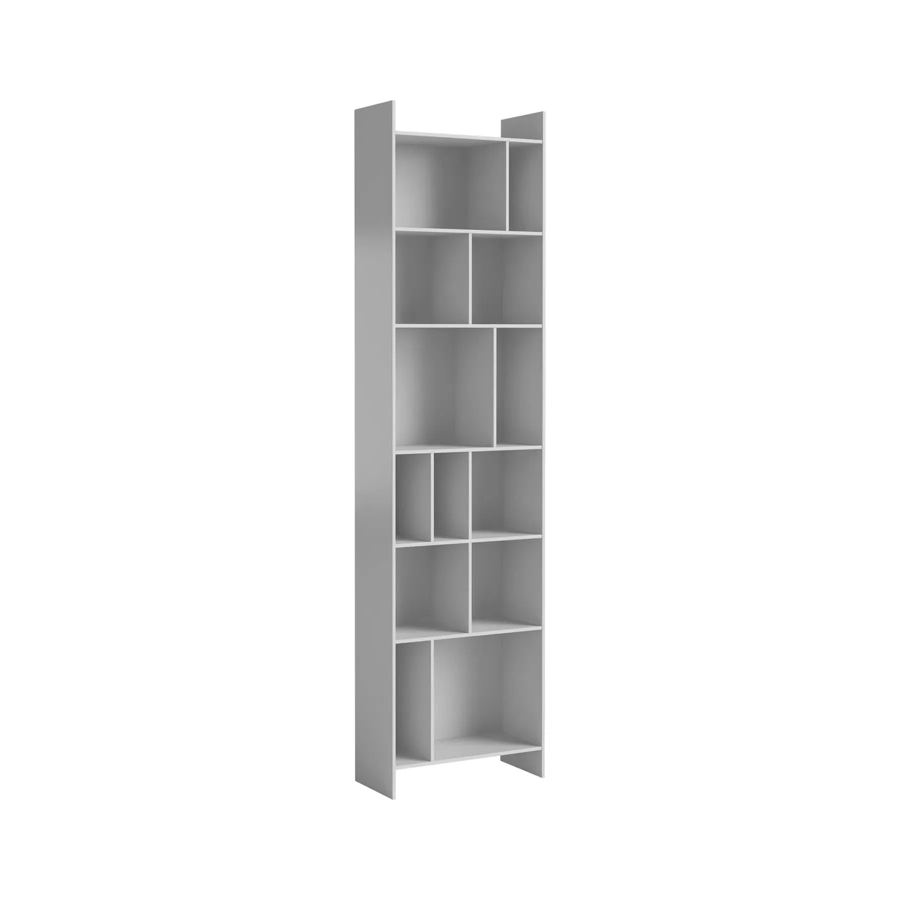 Library Shelving Unit with Partitions - Grey, MDF