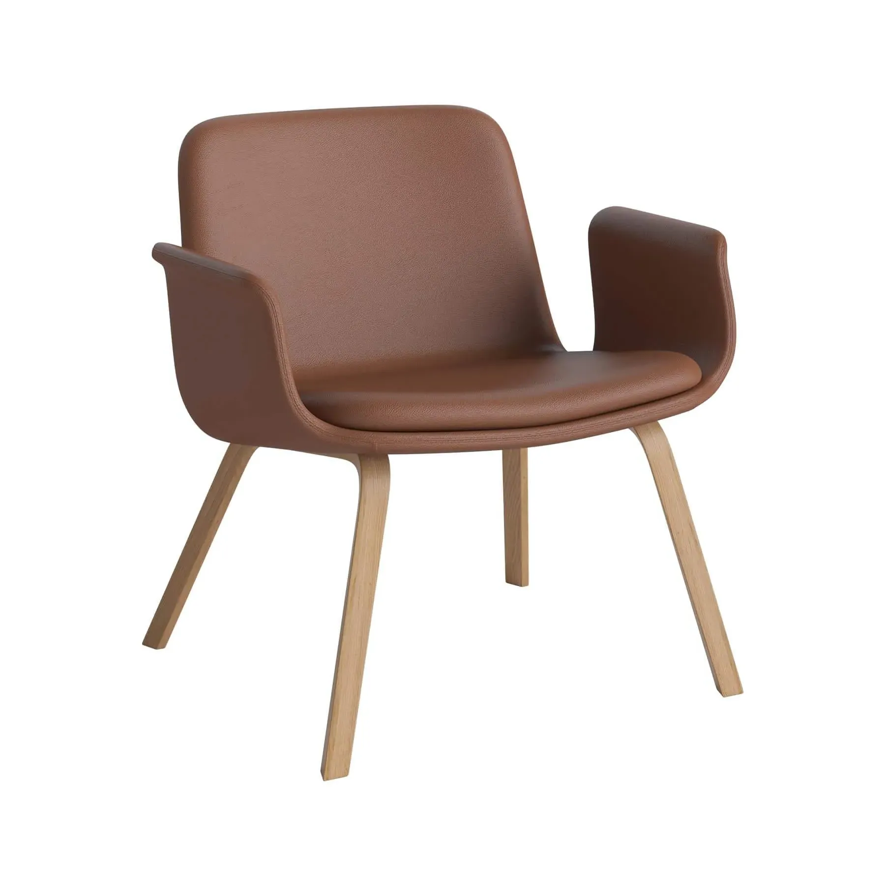 Lounge Chair with Arms - Cognac, Oak