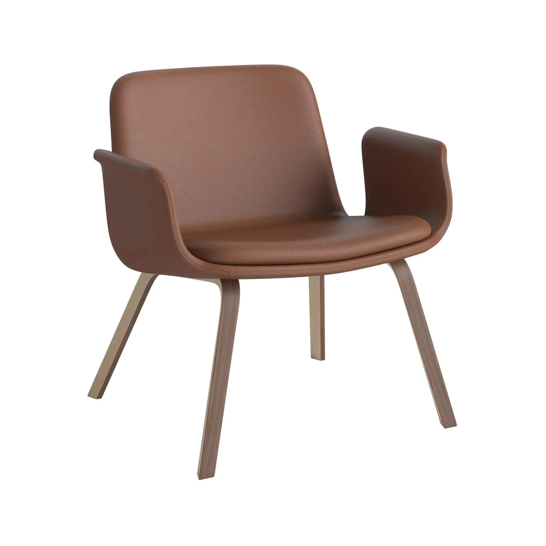 Lounge Chair with Arms - Cognac, Walnut Oak