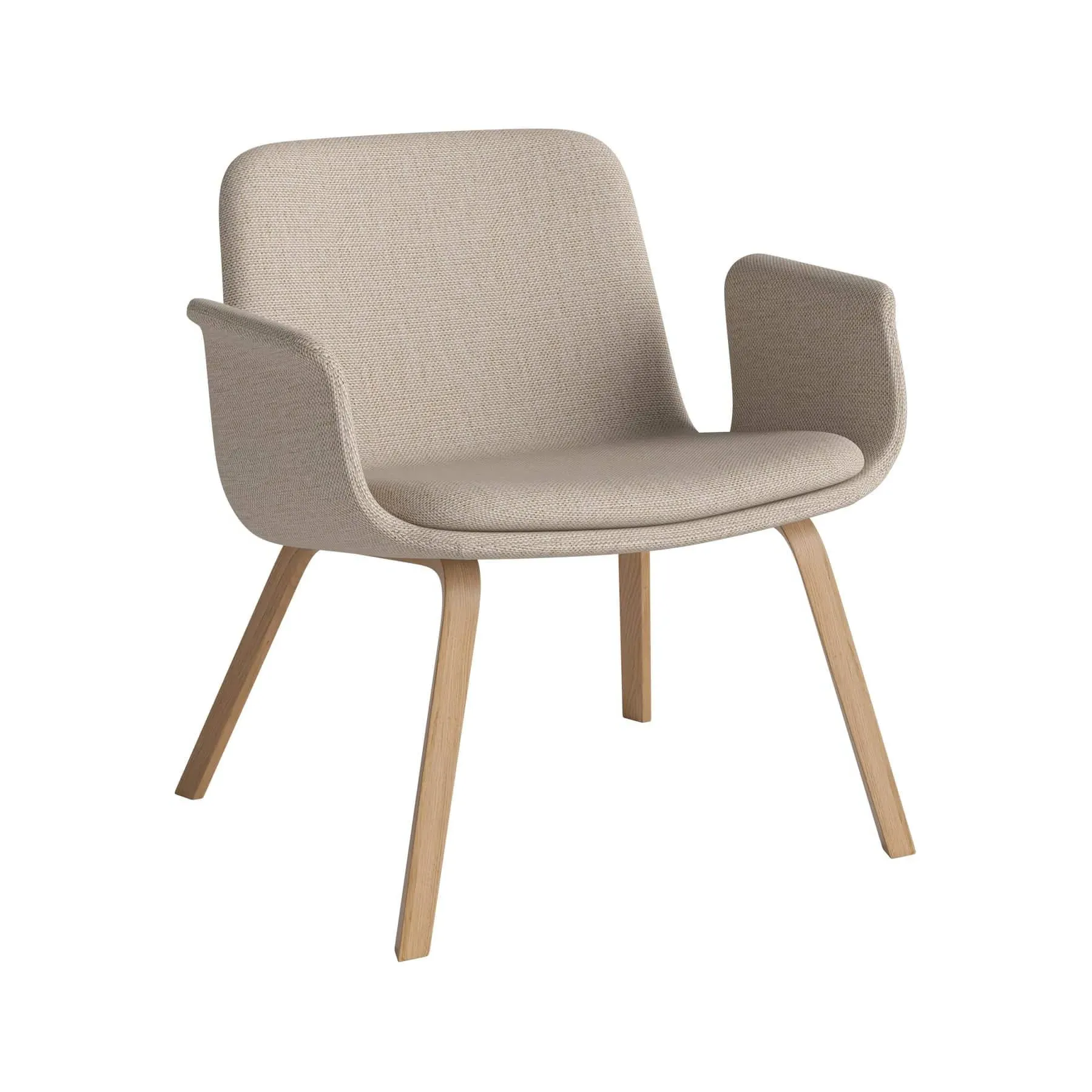 Lounge Chair with Arms - Light Beige, Oak