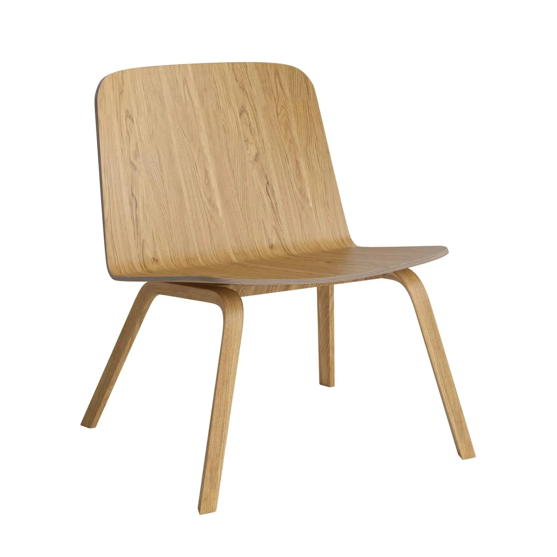 Lounge Chair with Arms - White Oak