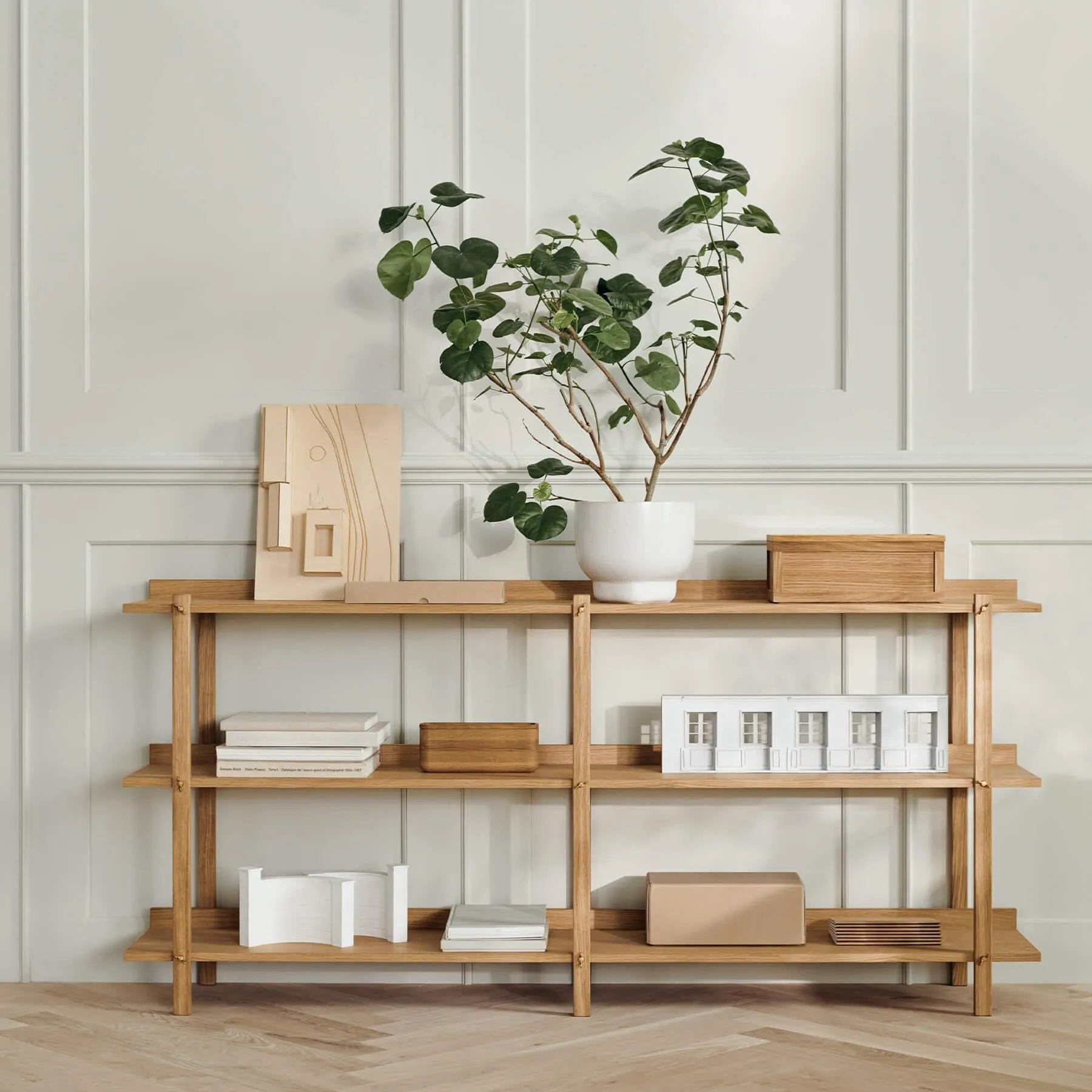 Low Double Shelving Unit - Oiled Oak