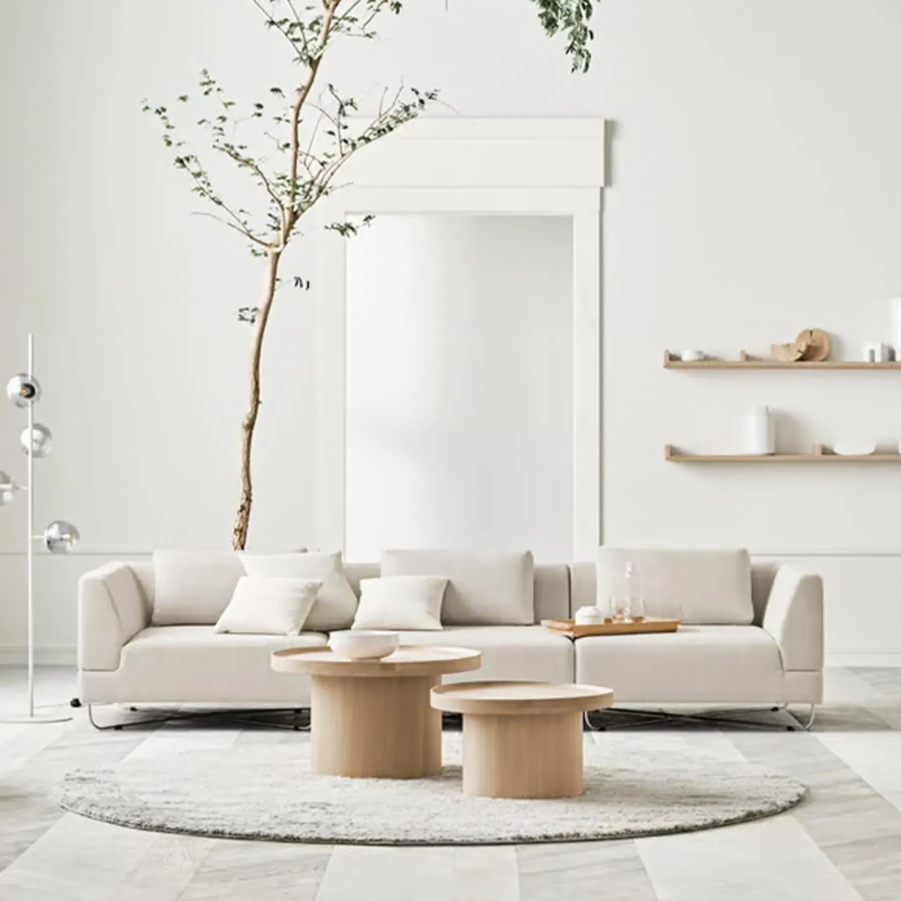 Medium Coffee Table with Storage - White, Oak