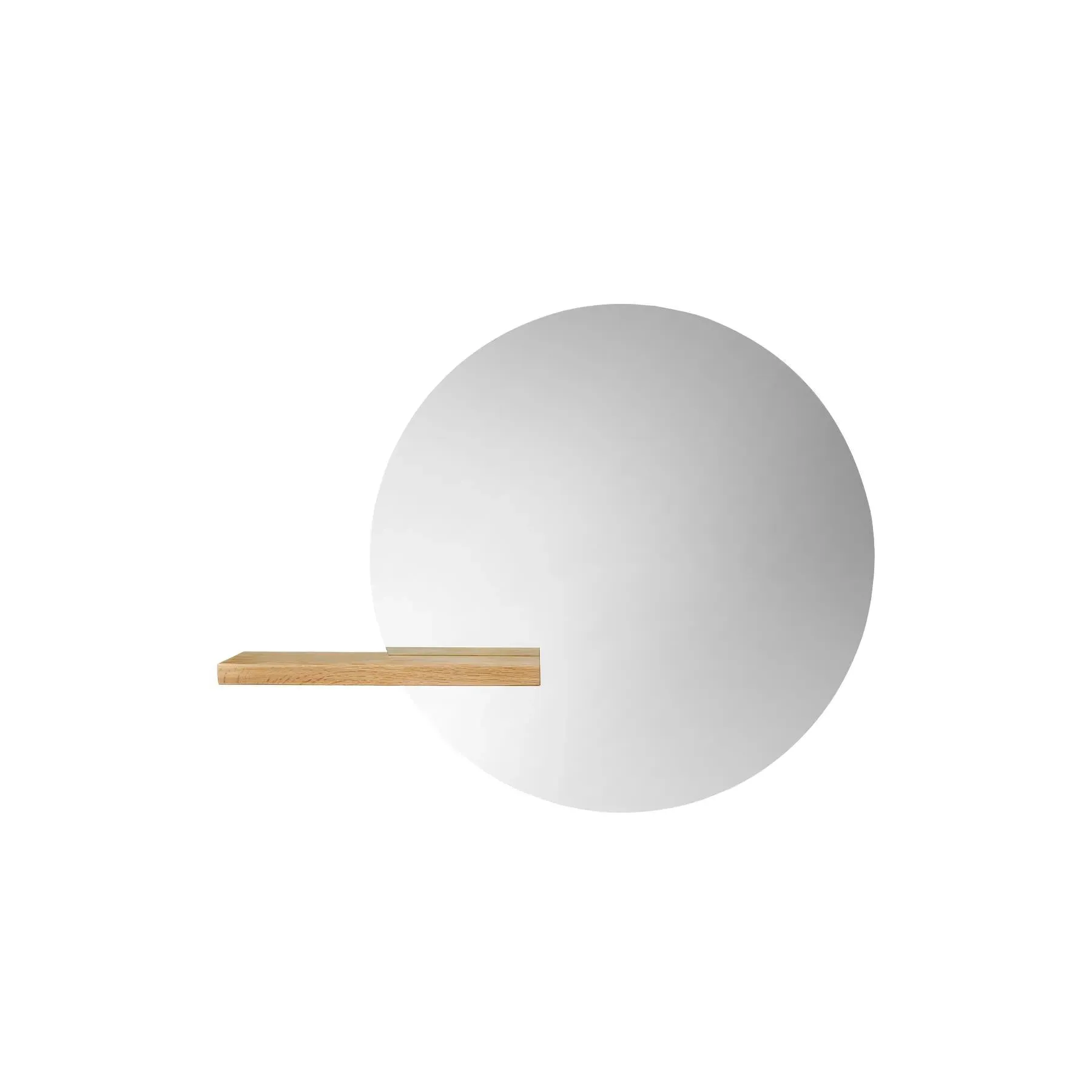 Medium Round Mirror with Shelf - White, Oak