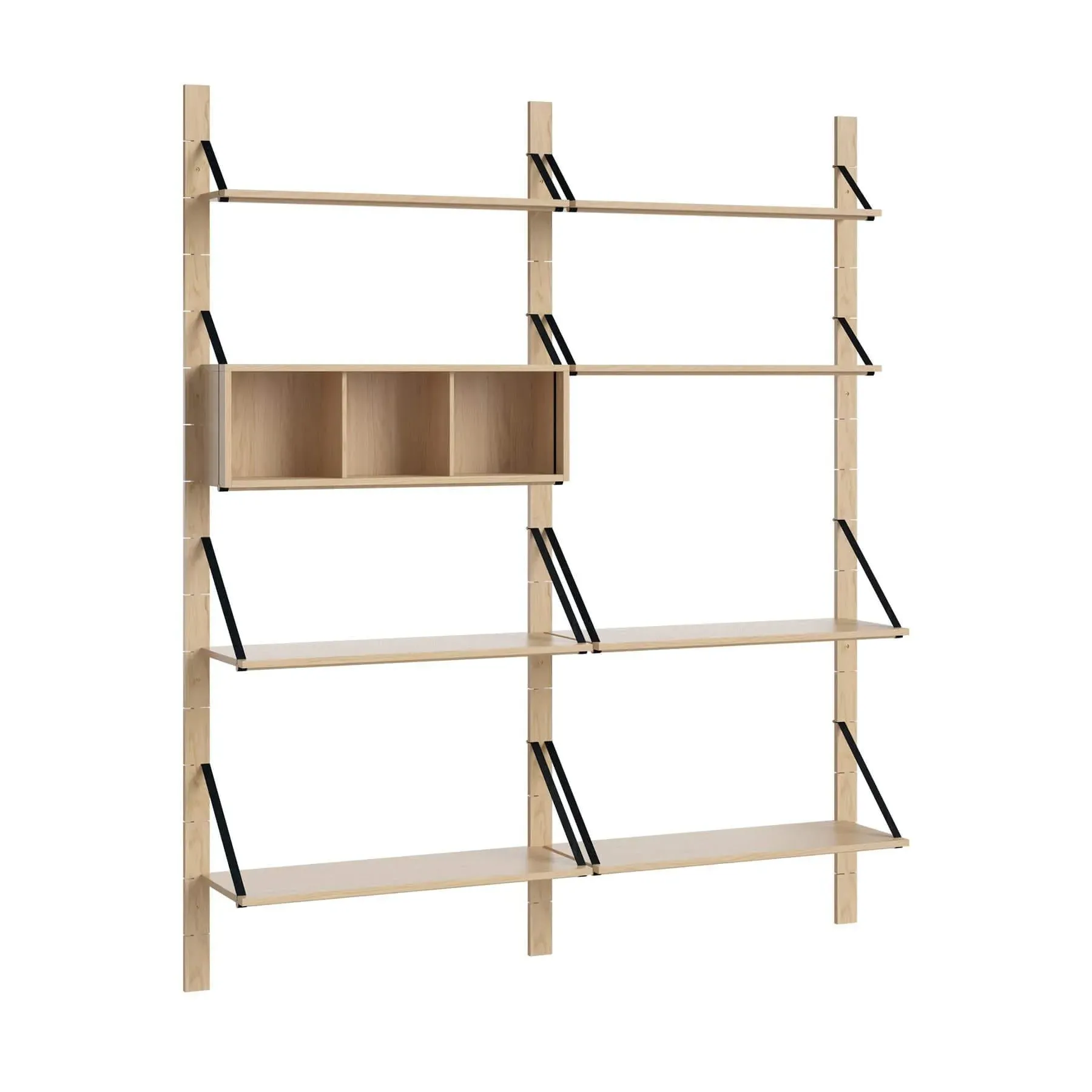 Modular Wall Shelf with Straps - Black, Oak image