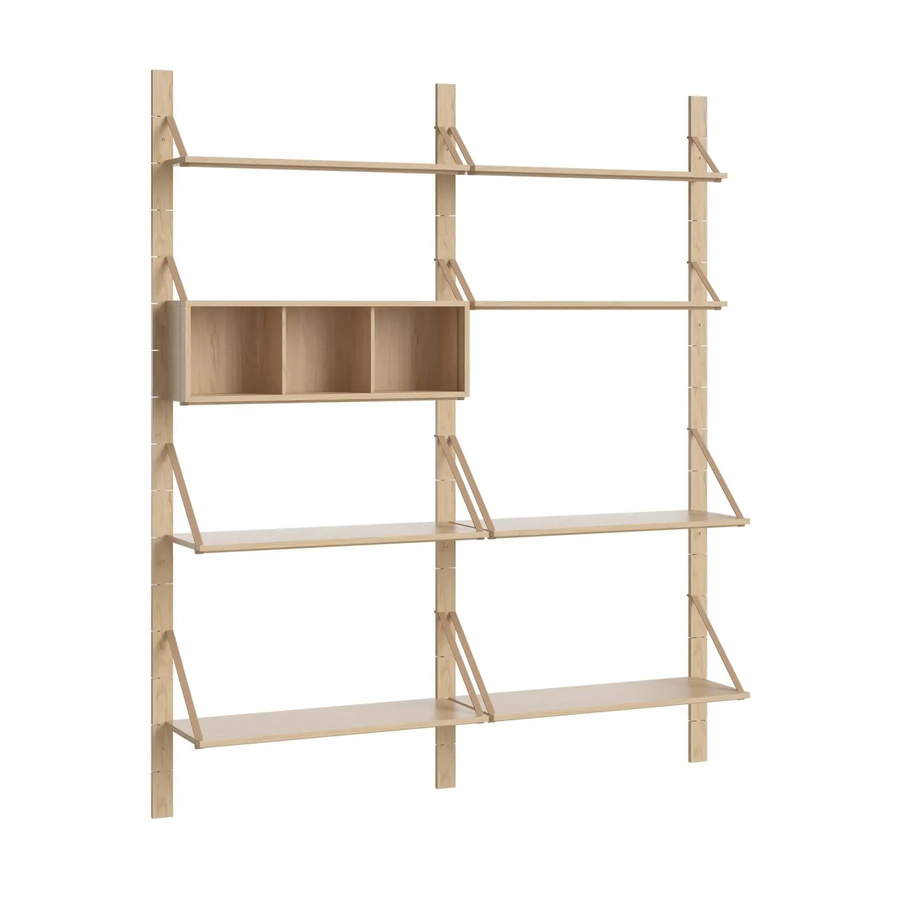Modular Wall Shelf with Straps - Cognac, Oak
