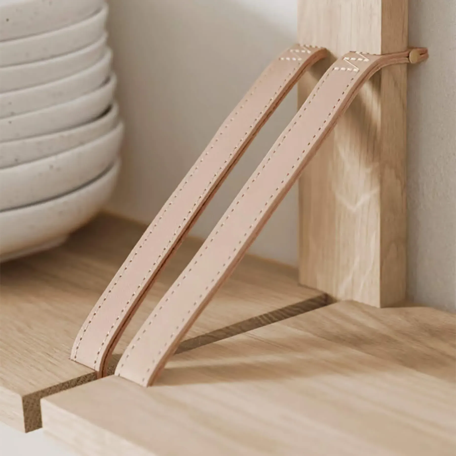 Modular Wall Shelf with Straps - Cognac, Oak
