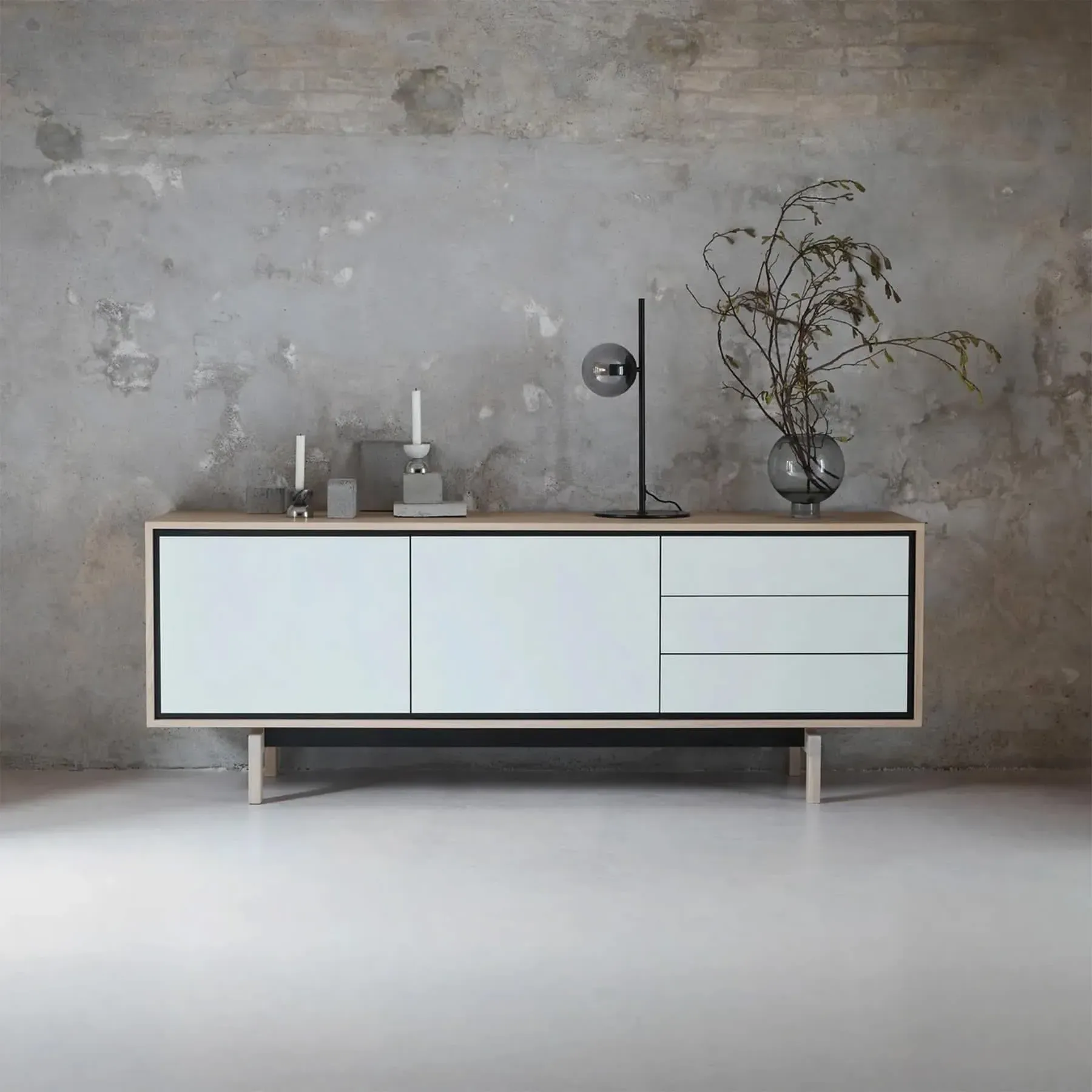 Orb Table Lamp with Glass Shade - Grey