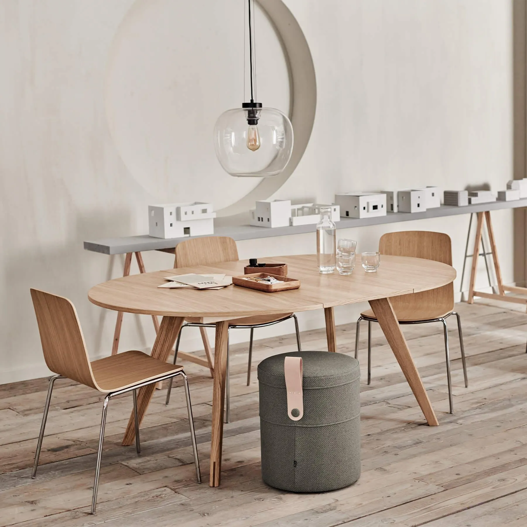 Palm Dining Chair - White Oak, Chrome