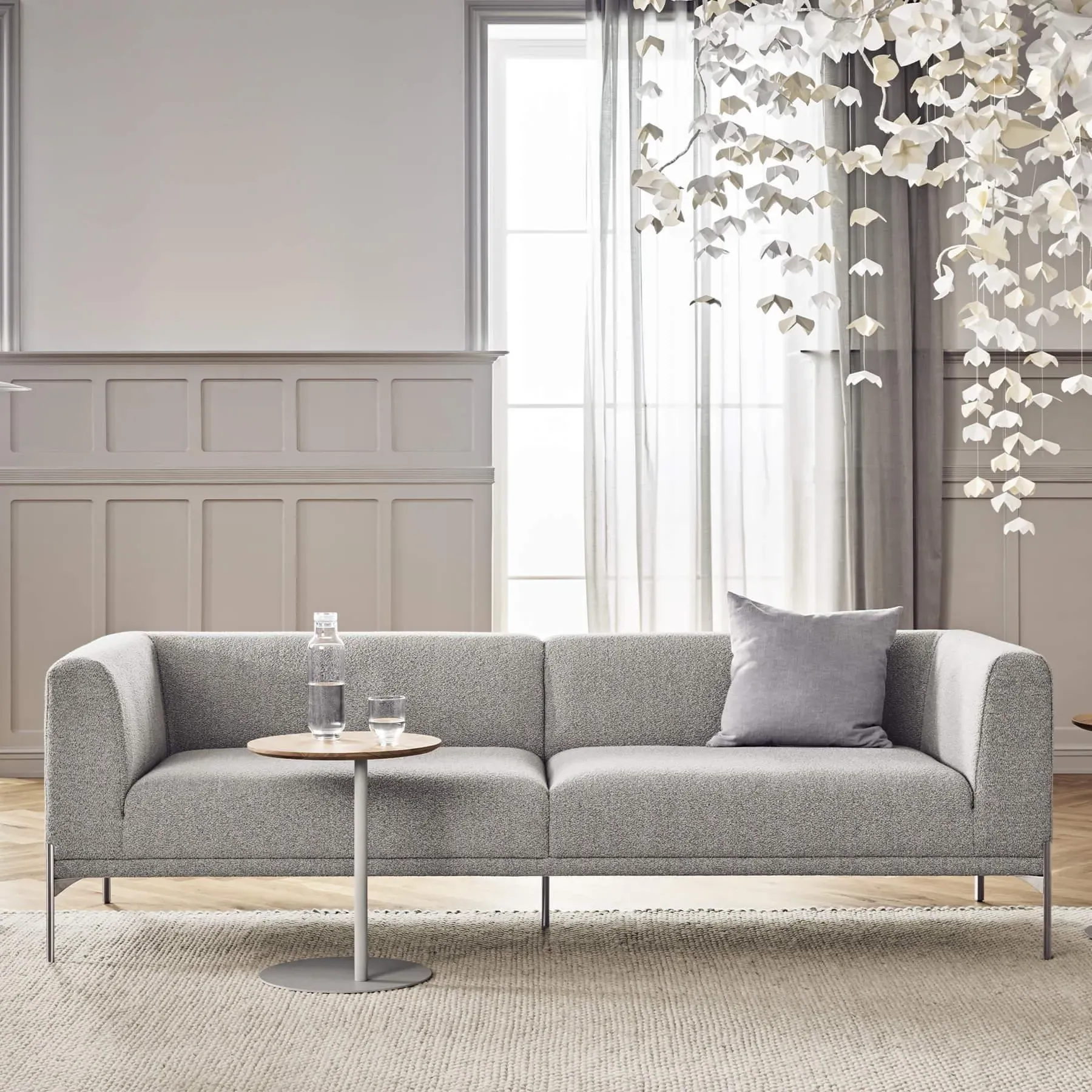 Pillar Side Table - White Oak, Steel