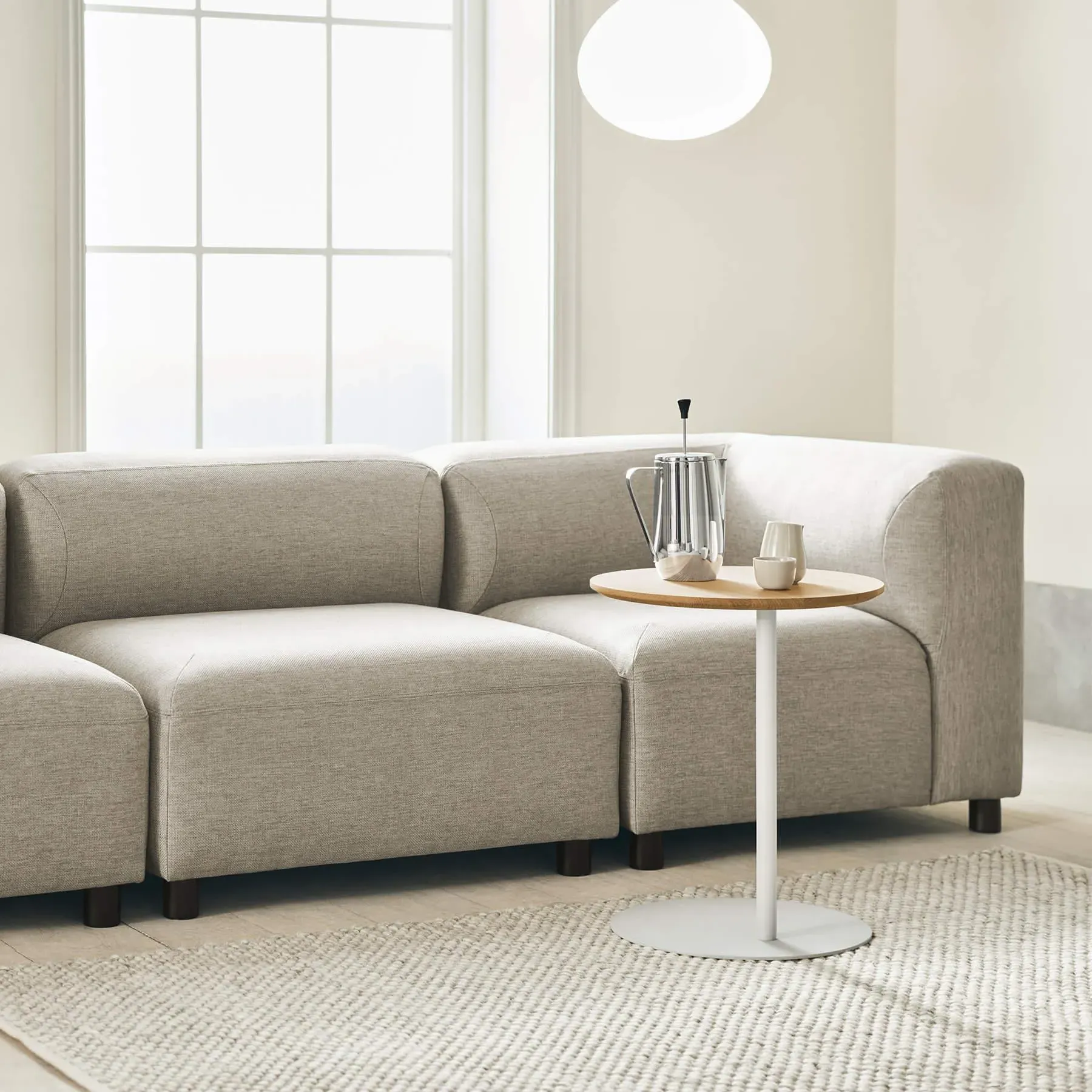 Pillar Side Table - White Oak, Steel