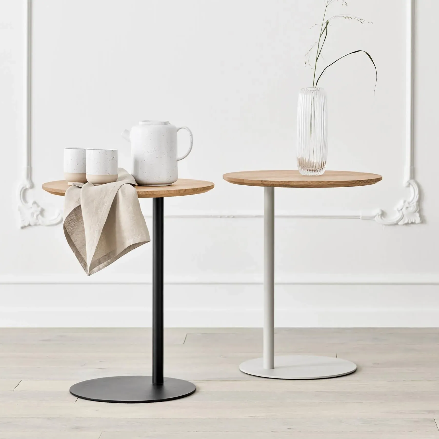 Pillar Side Table - White Oak, Steel