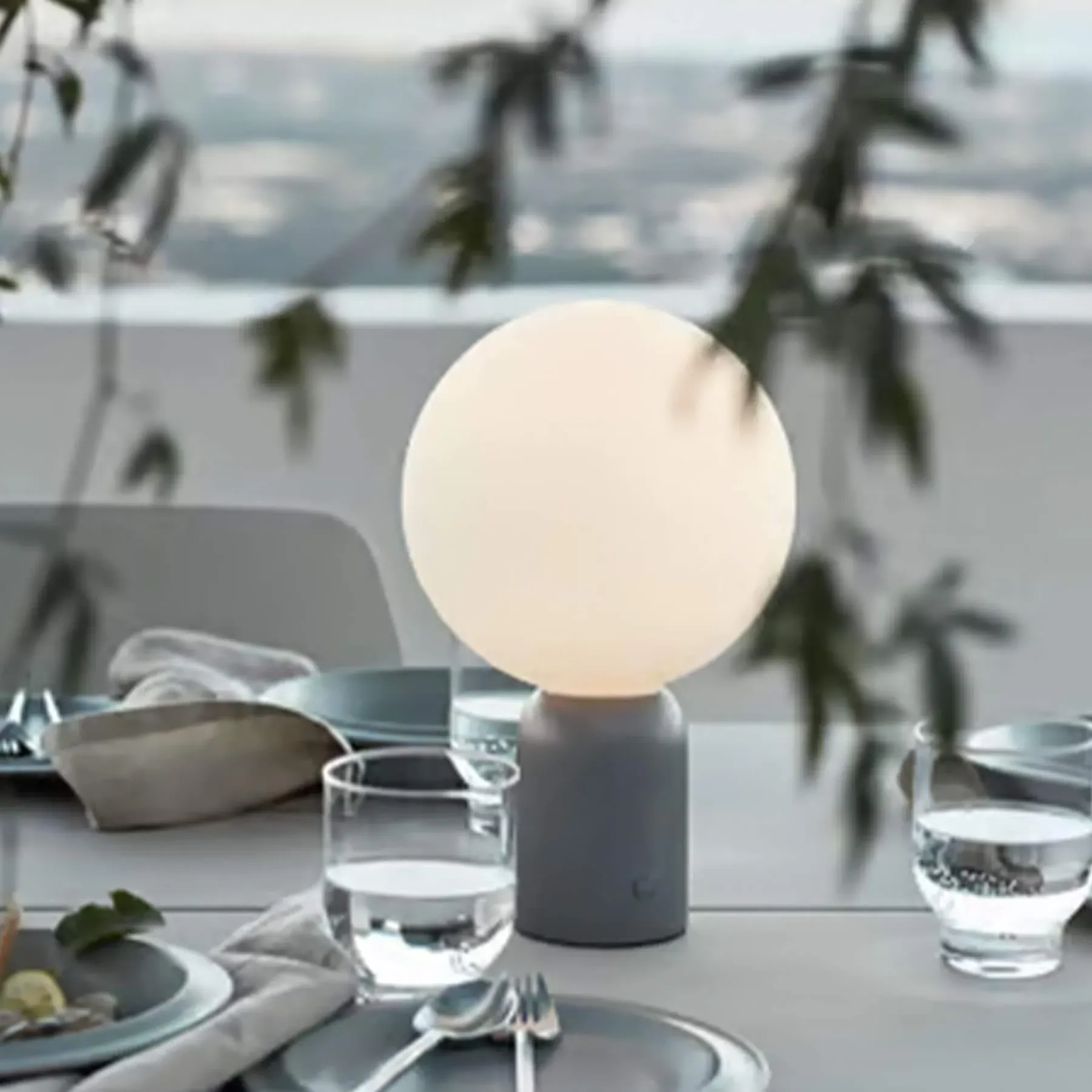 Portable Rechargeable Table Lamp - White, Glass
