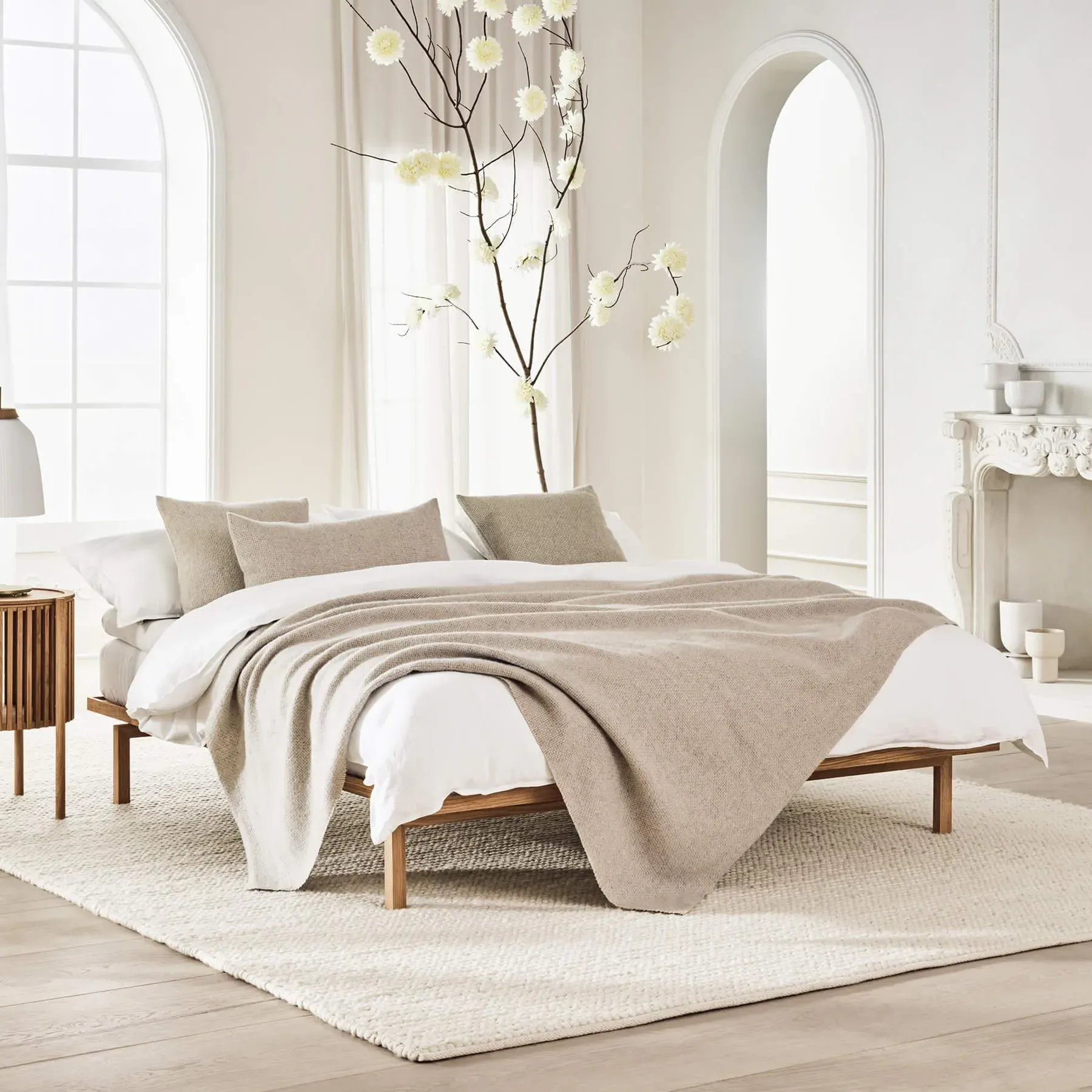 Rectangular Cushion Cover - Light Grey, Wool