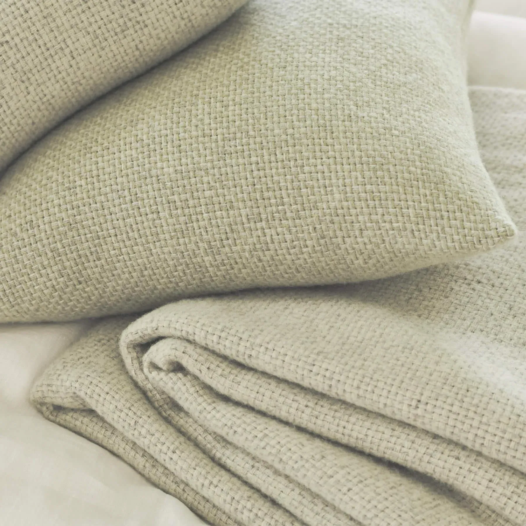 Rectangular Cushion Cover - Light Grey, Wool