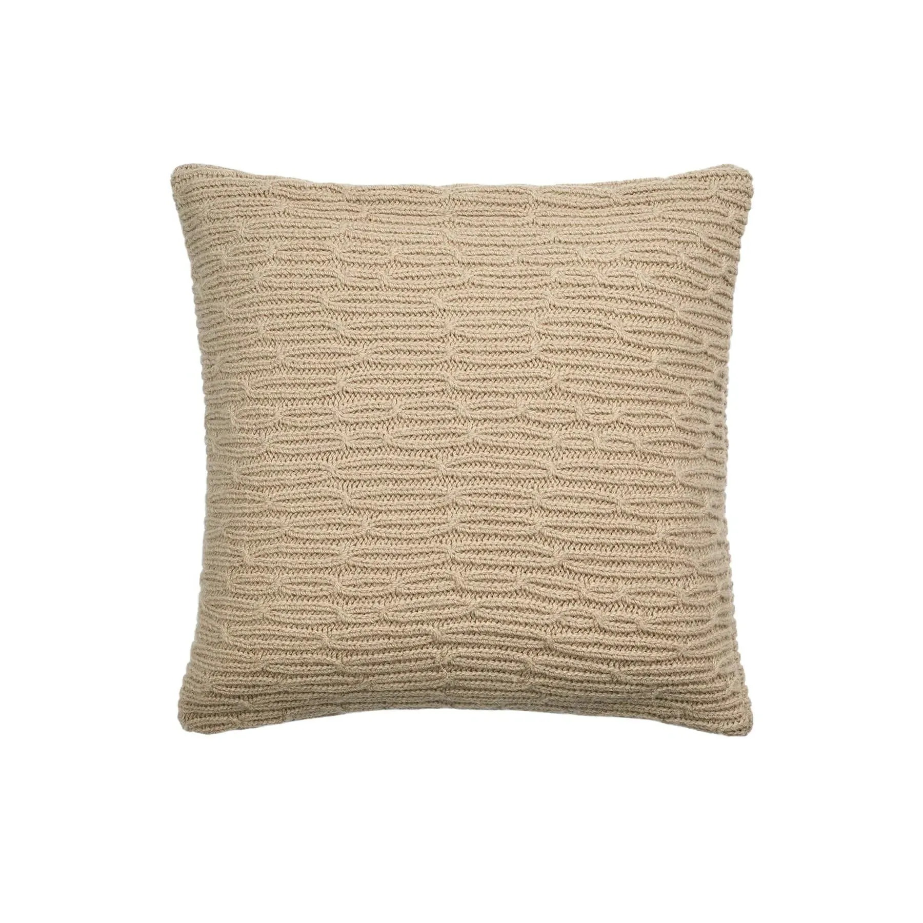 Rectangular Cushion with Knit Pattern - Grey, Lambswool