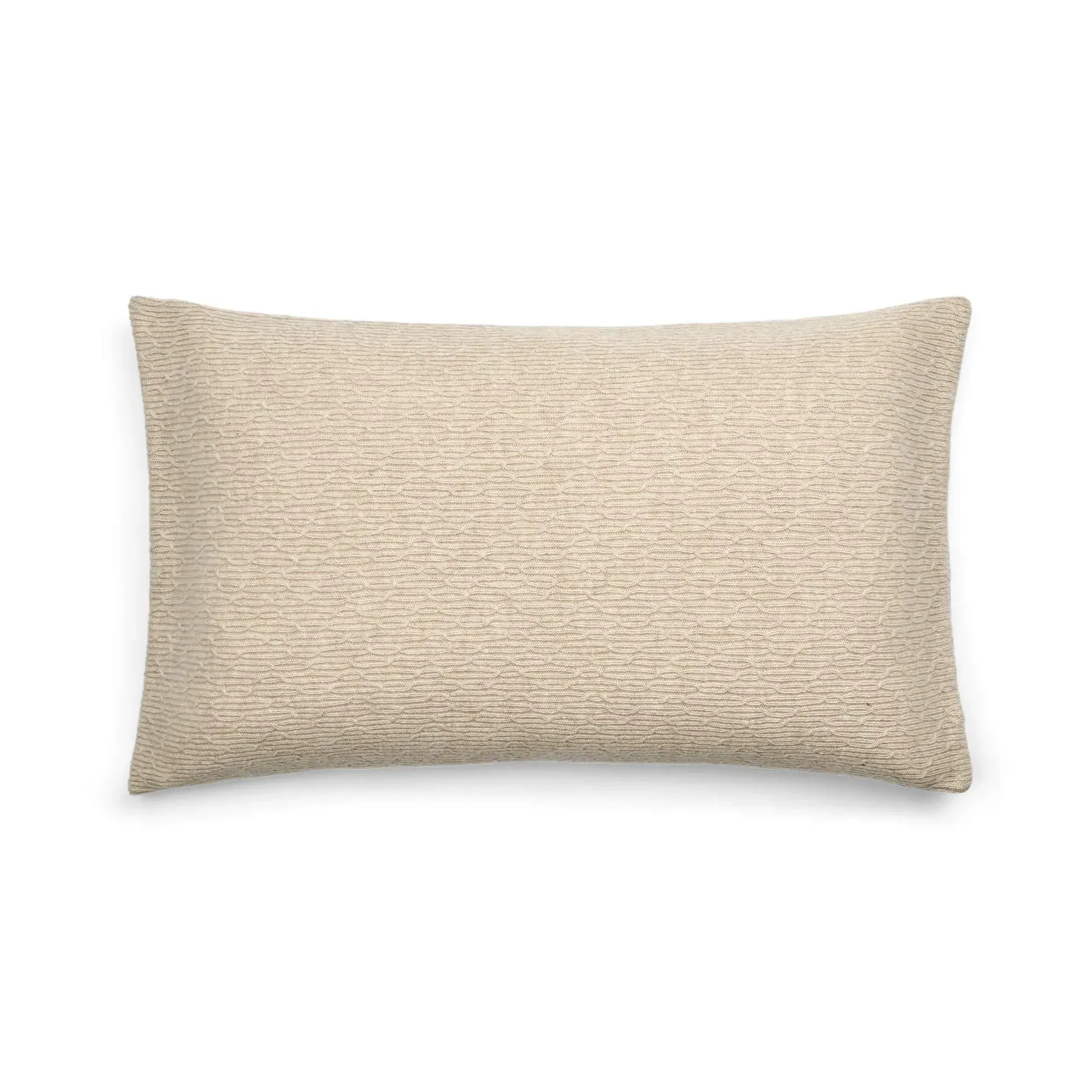 Rectangular Cushion with Knit Pattern - Sand, Lambswool