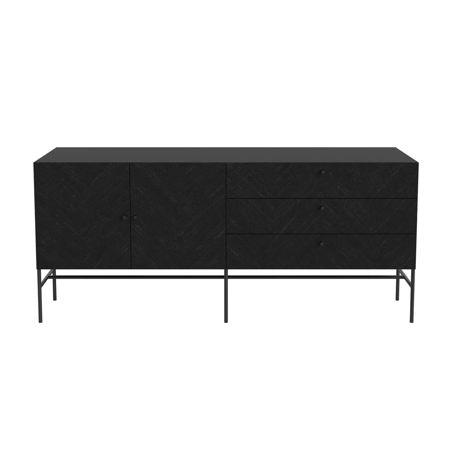 Sideboard with Herringbone Pattern - Black, Oak image