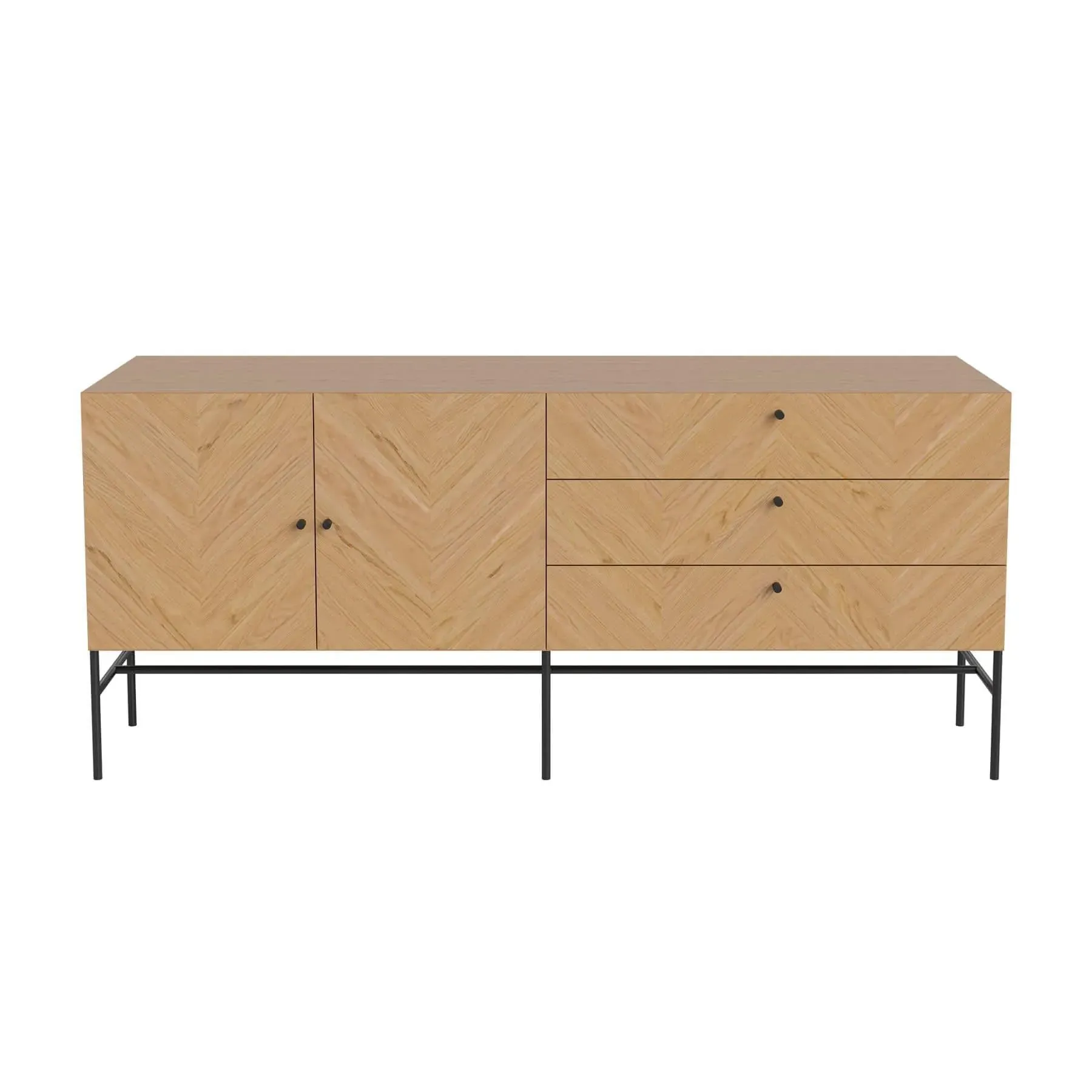 Sideboard with Herringbone Pattern - Oak Wood