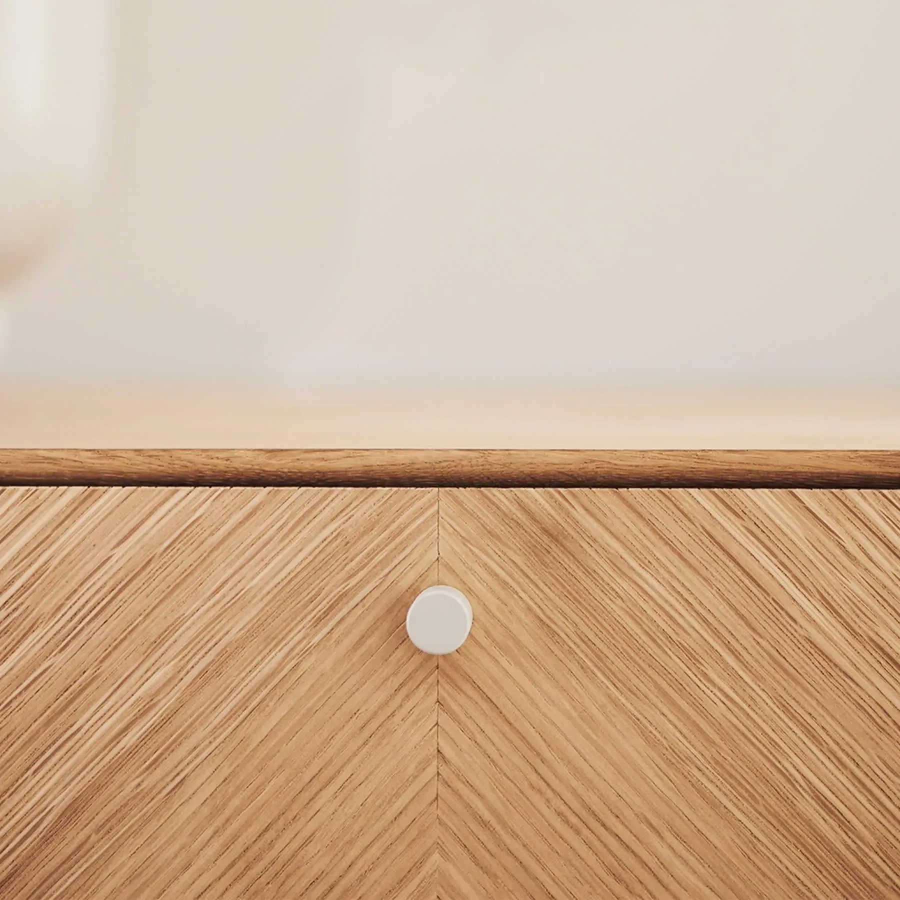 Sideboard with Herringbone Pattern - White, Oak