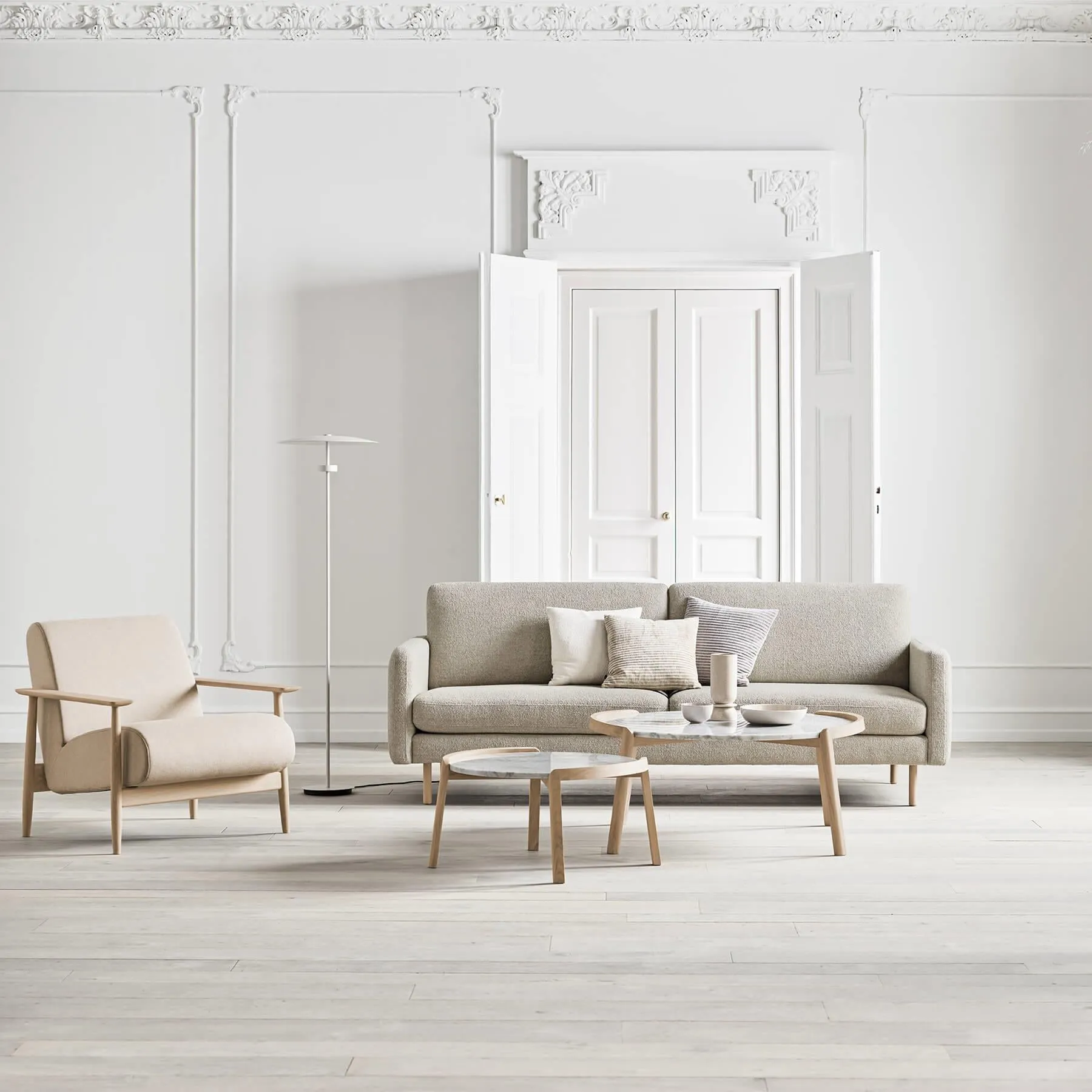 Small Coffee Table - Grey Marble, Oak